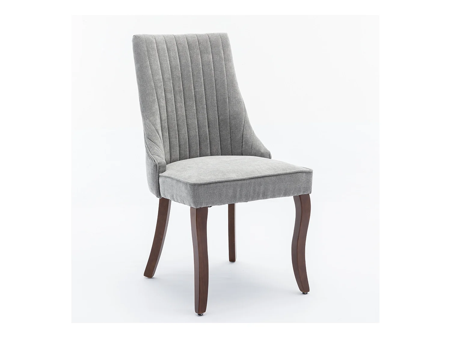 Lot de 2 chaises de salle à manger - Chaises avec pieds courbés en bois massif et dossiers rembourrés - chenille gris