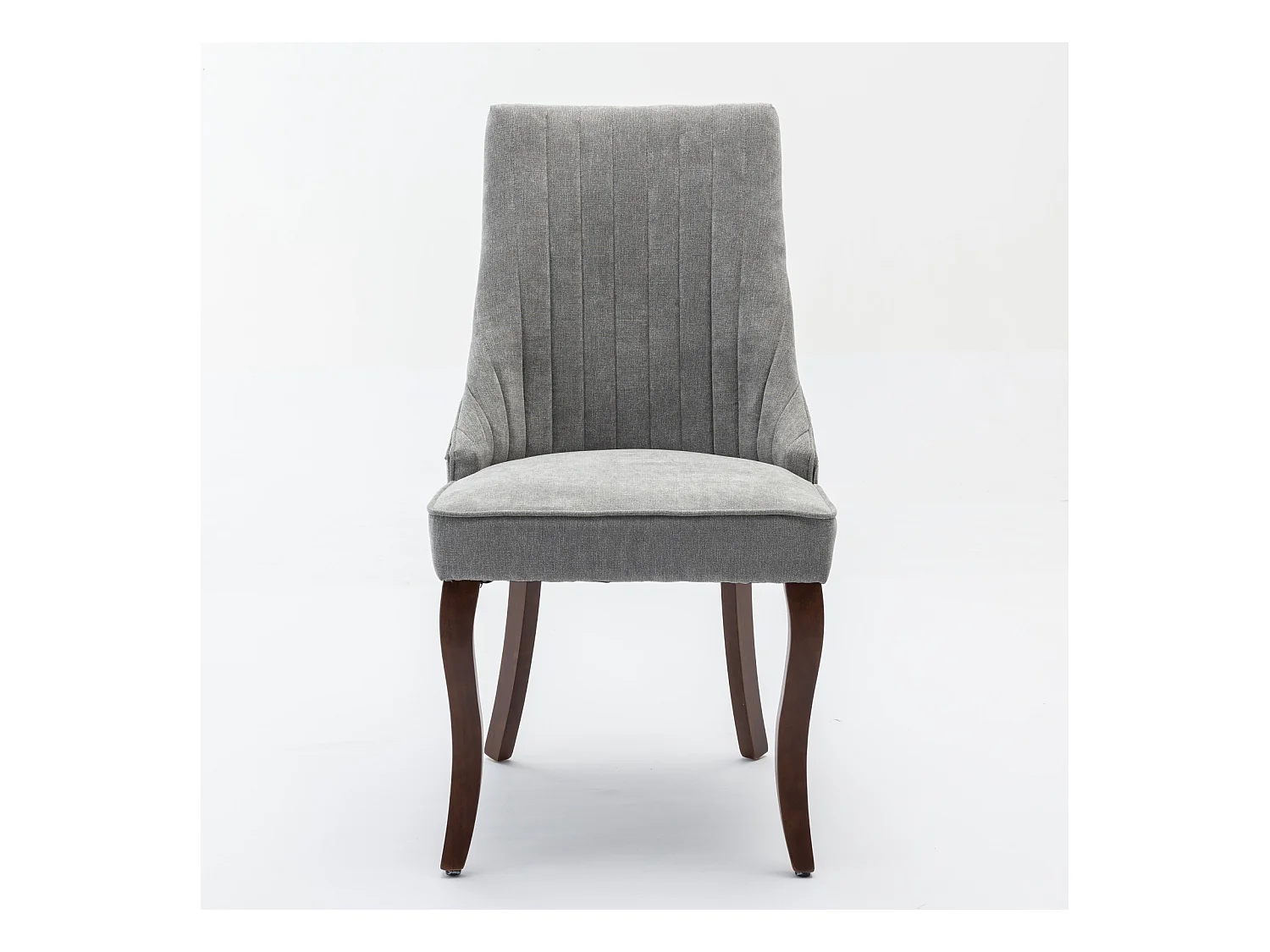 Lot de 2 chaises de salle à manger - Chaises avec pieds courbés en bois massif et dossiers rembourrés - chenille gris