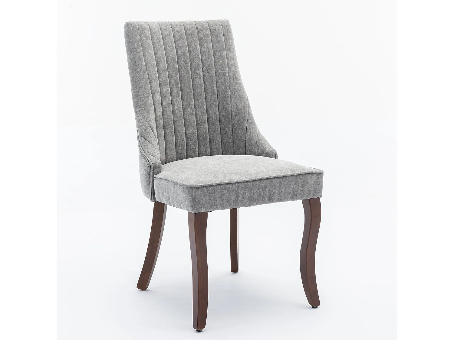 Lot de 2 chaises de salle à manger - Chaises avec pieds courbés en bois massif et dossiers rembourrés - chenille gris