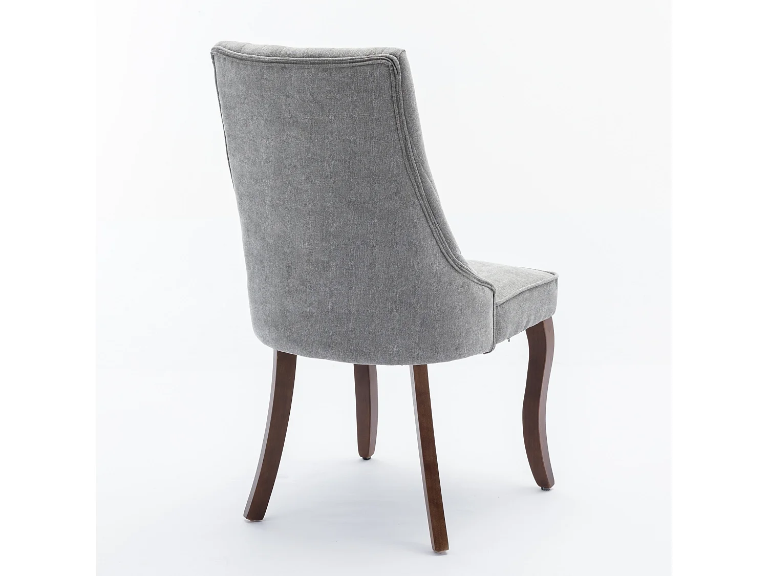 Lot de 2 chaises de salle à manger - Chaises avec pieds courbés en bois massif et dossiers rembourrés - chenille gris