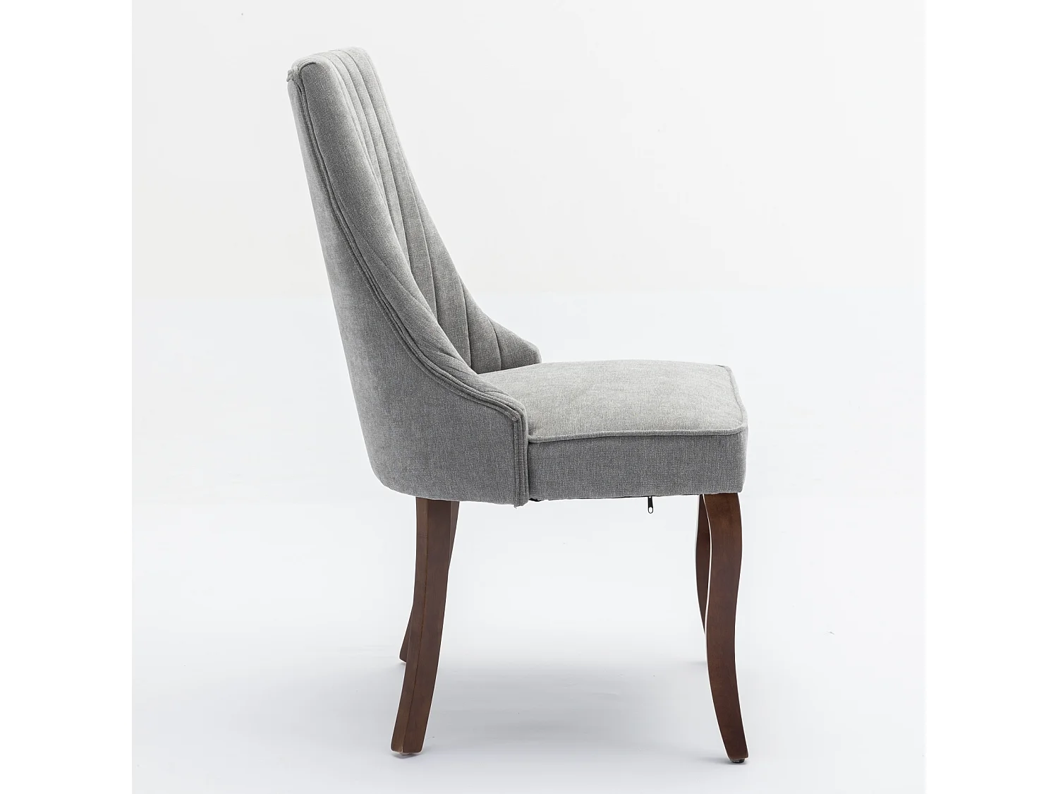 Lot de 2 chaises de salle à manger - Chaises avec pieds courbés en bois massif et dossiers rembourrés - chenille gris