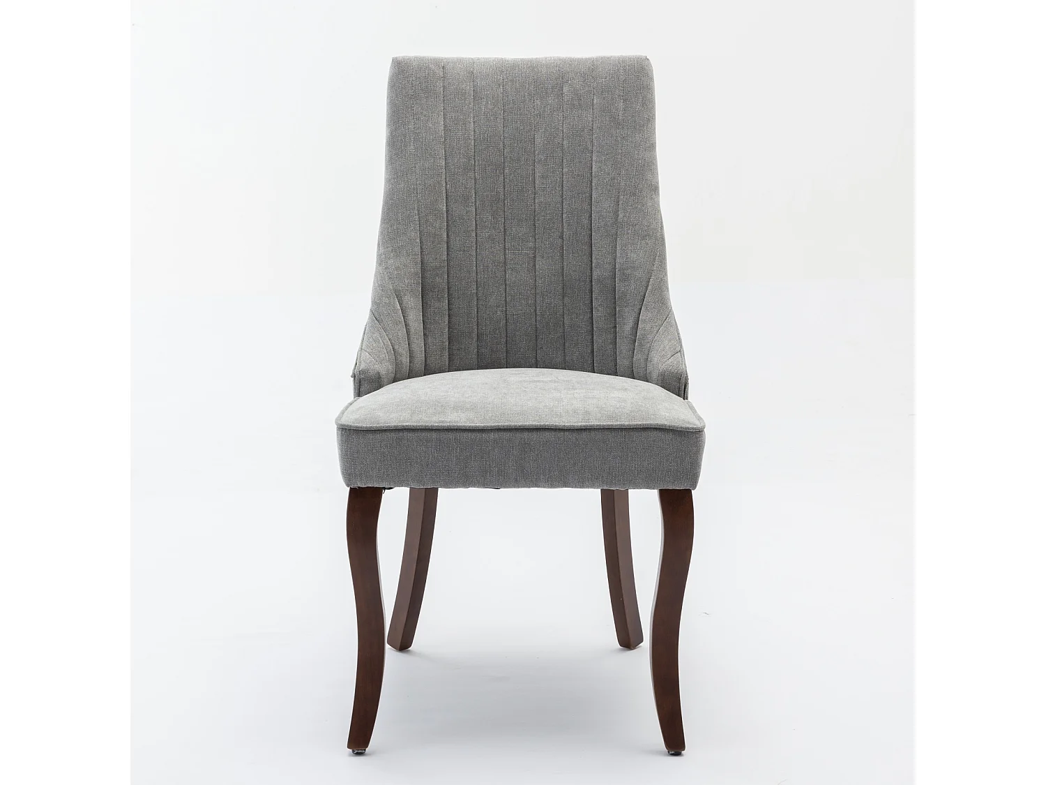 Lot de 2 chaises de salle à manger - Chaises avec pieds courbés en bois massif et dossiers rembourrés - chenille gris