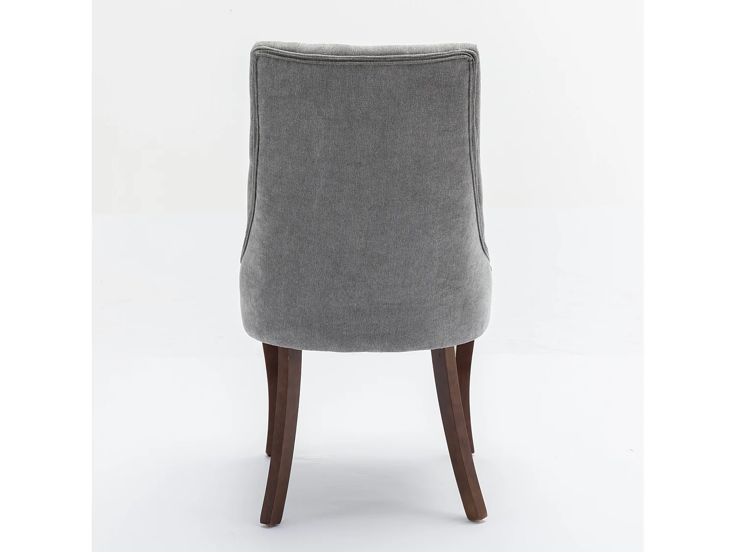 Lot de 2 chaises de salle à manger - Chaises avec pieds courbés en bois massif et dossiers rembourrés - chenille gris