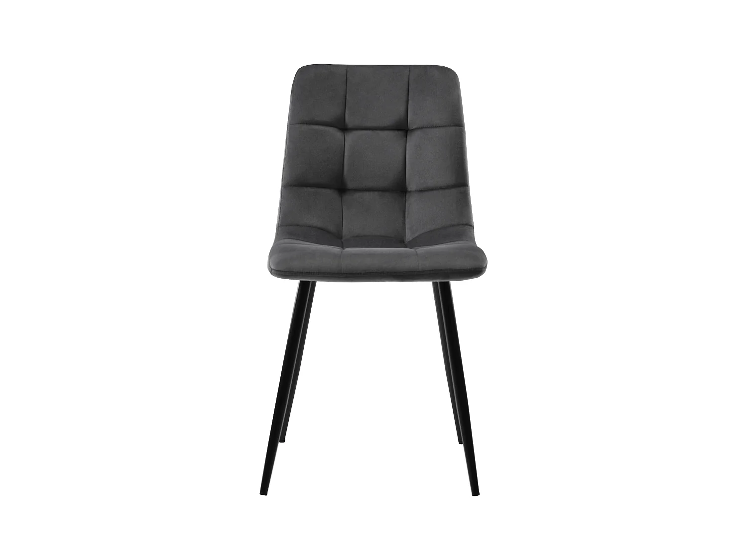 Set van 4 eetkamerstoelen - Stoelen met gewatteerde rugleuningen en metalen poten - donkergrijs fluweel