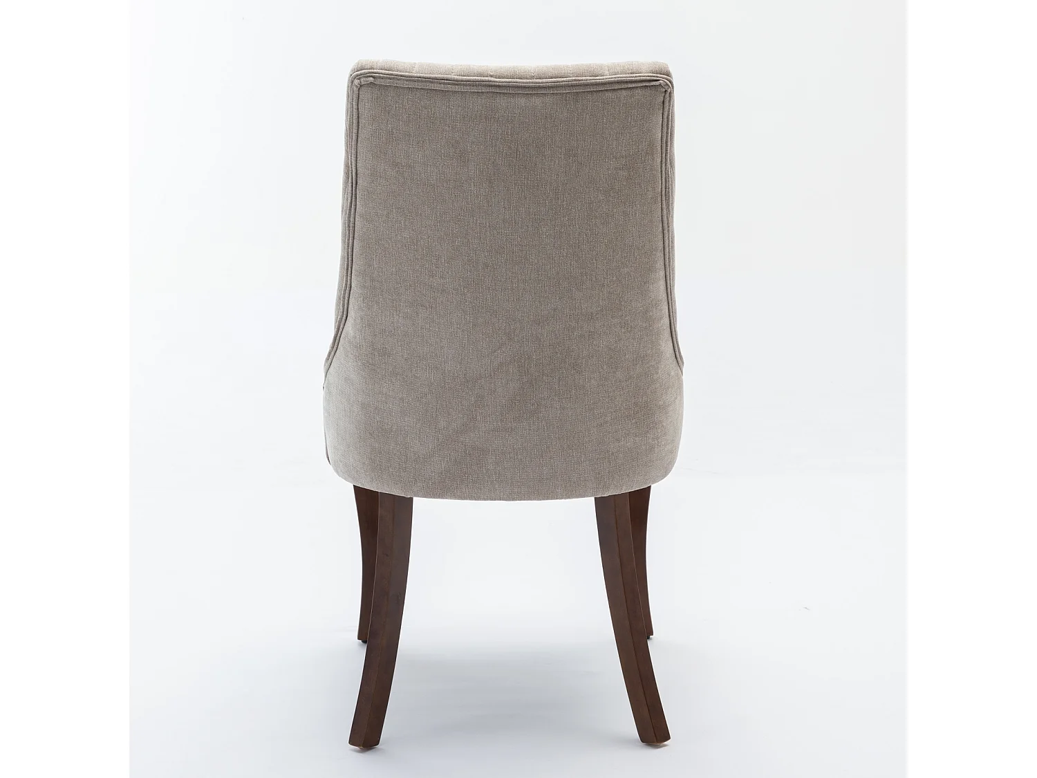 Set van 2 eetkamerstoelen - Stoelen met gebogen poten van massief hout en gestoffeerde rugleuningen - beige chenille