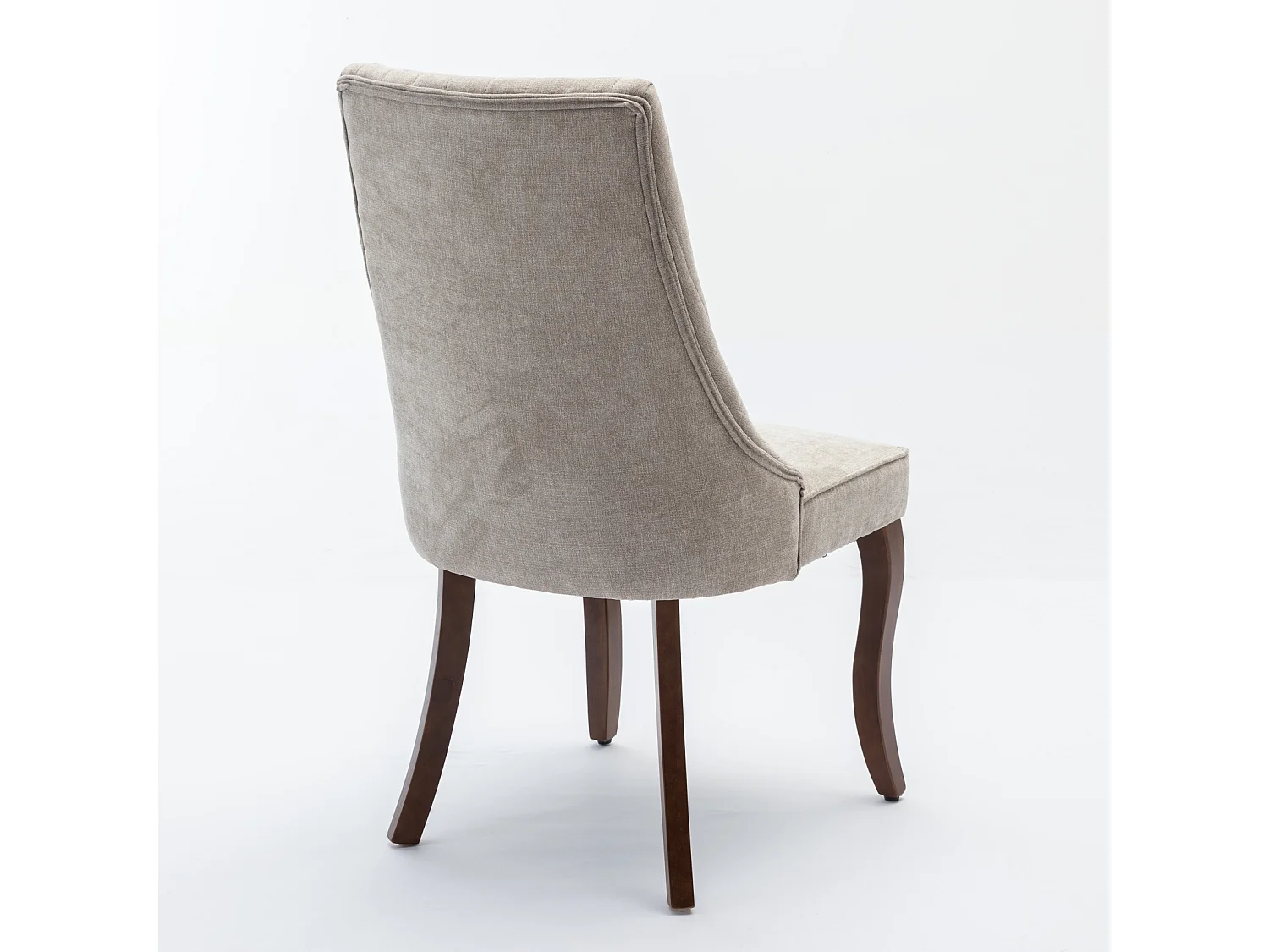 Set van 2 eetkamerstoelen - Stoelen met gebogen poten van massief hout en gestoffeerde rugleuningen - beige chenille