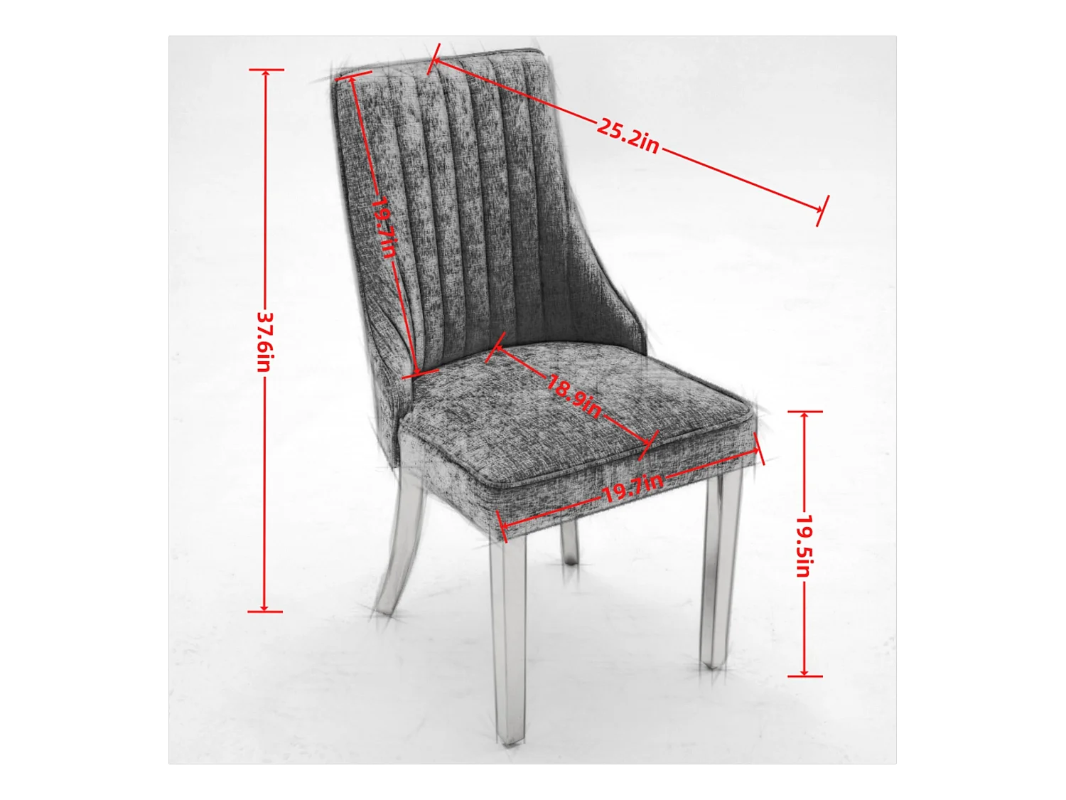 Lot de 2 chaises de salle à manger - Chaises avec pieds en acier inoxydable galvanisé doré et dossiers rembourrés - chenille noir