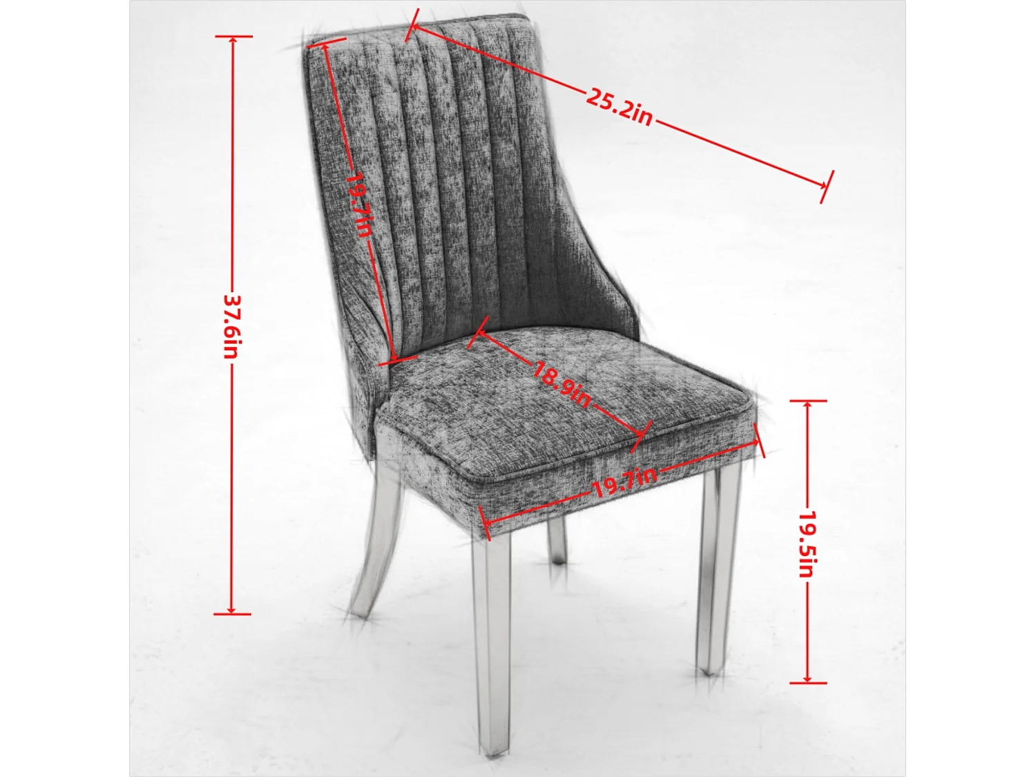 Lot de 2 chaises de salle à manger - Chaises avec pieds en acier inoxydable galvanisé doré et dossiers rembourrés - chenille noir