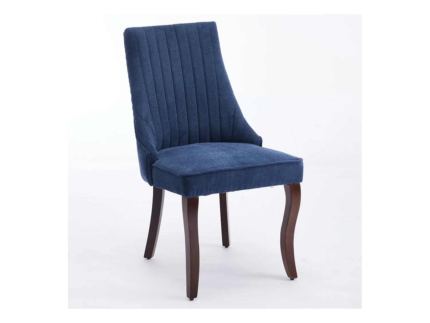 Lot de 2 chaises de salle à manger - Chaises avec pieds courbés en bois massif et dossiers rembourrés - chenille bleu