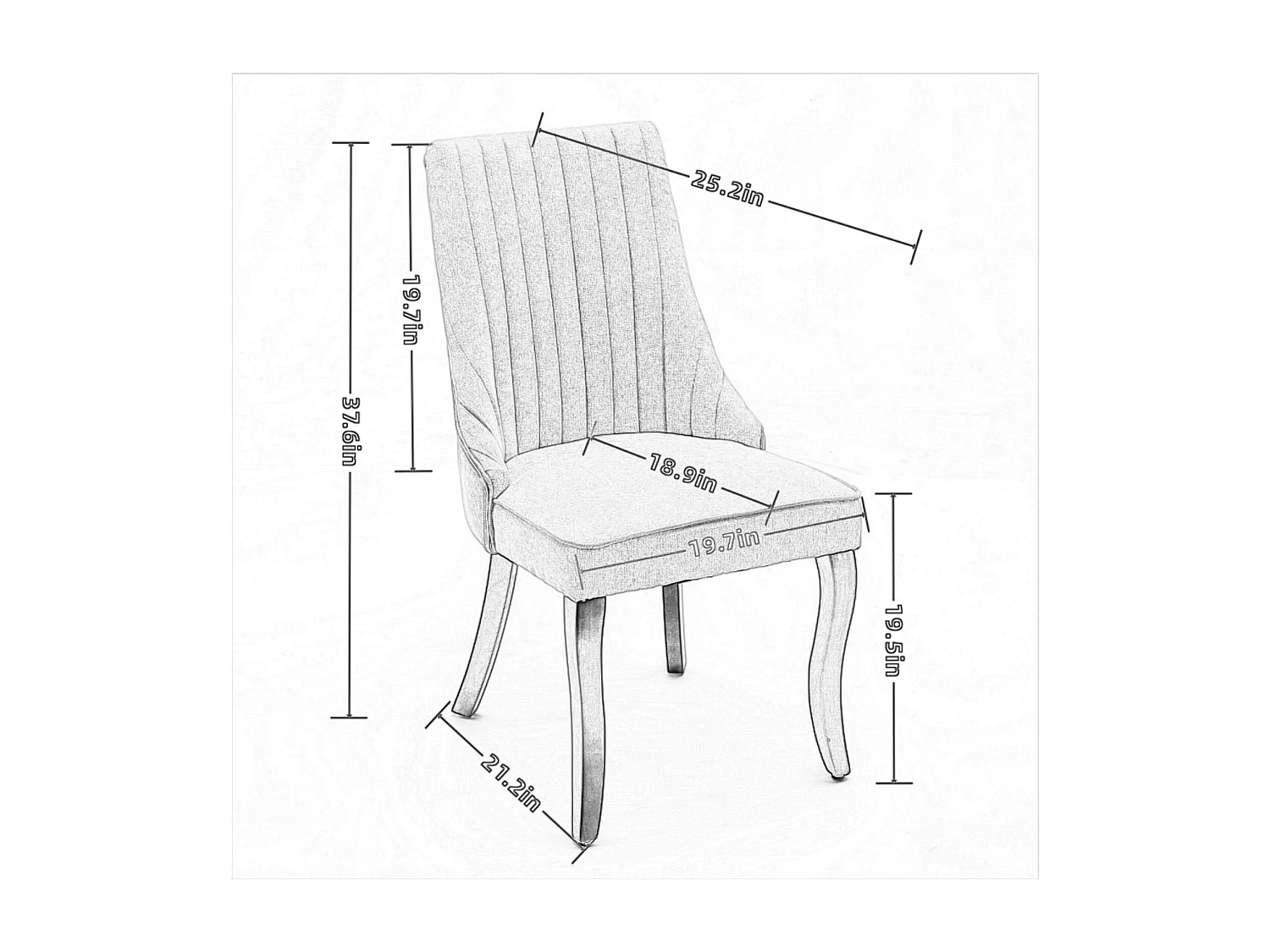 Lot de 2 chaises de salle à manger - Chaises avec pieds courbés en bois massif et dossiers rembourrés - chenille bleu