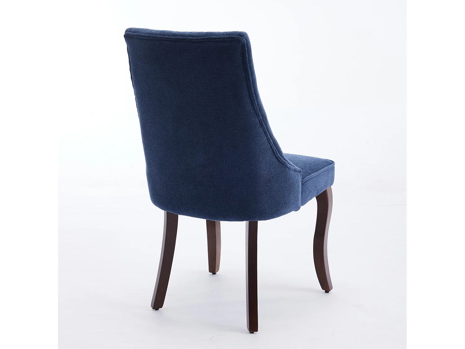 Lot de 2 chaises de salle à manger - Chaises avec pieds courbés en bois massif et dossiers rembourrés - chenille bleu