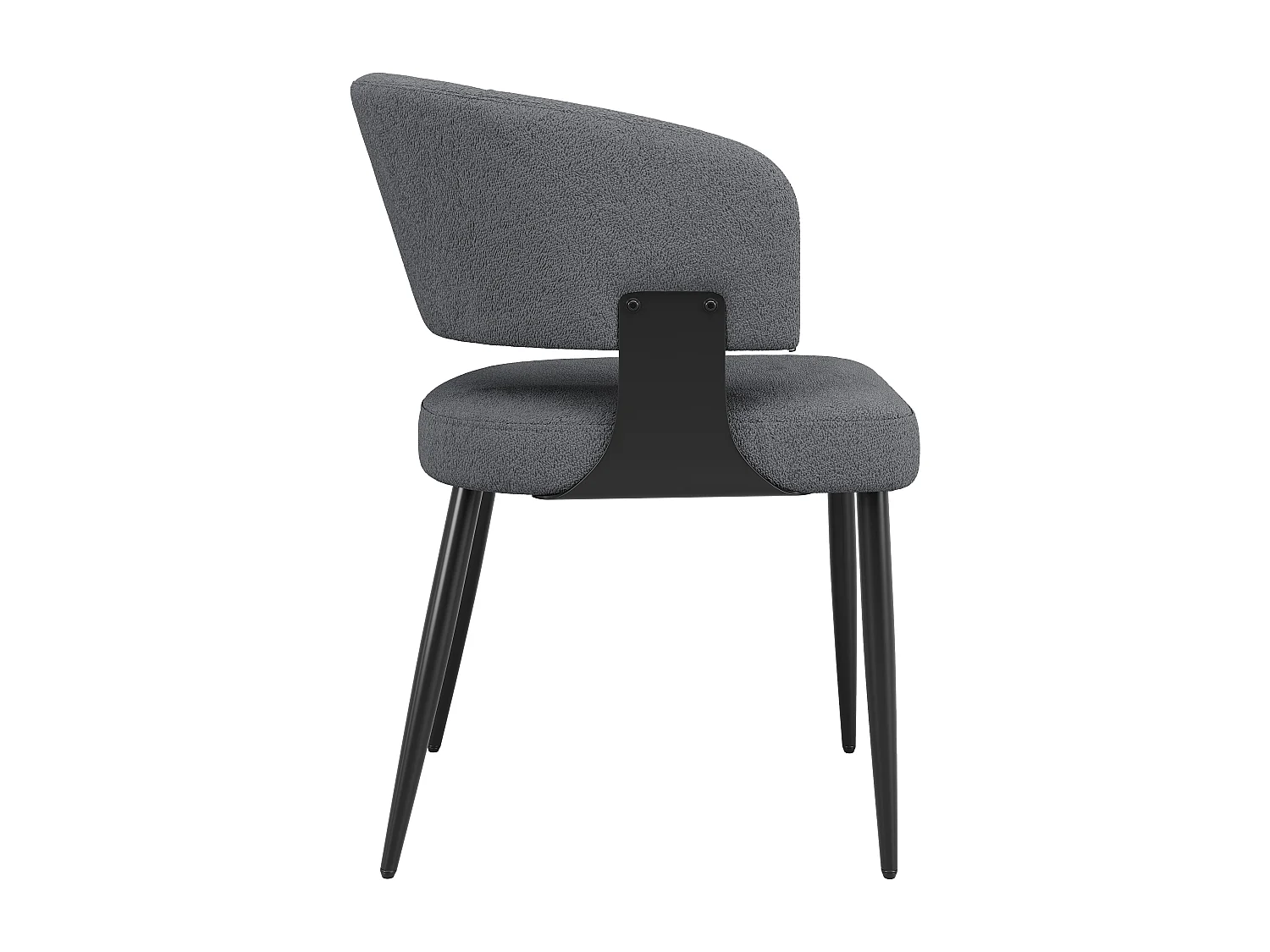 Set van 4 eetkamerstoelen - Stoel met gebogen rugleuning en armleuningen - lamsvacht - grijs