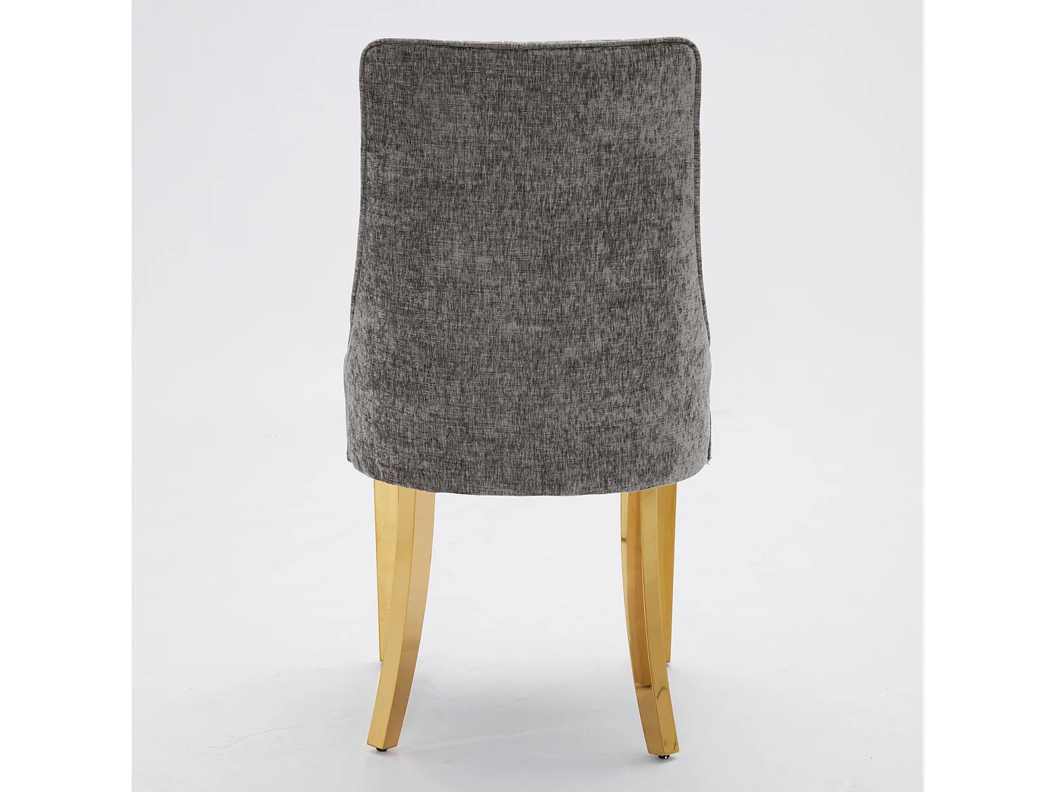 Lot de 2 chaises de salle à manger - Chaises avec pieds en acier inoxydable galvanisé doré et dossiers rembourrés - chenille gris