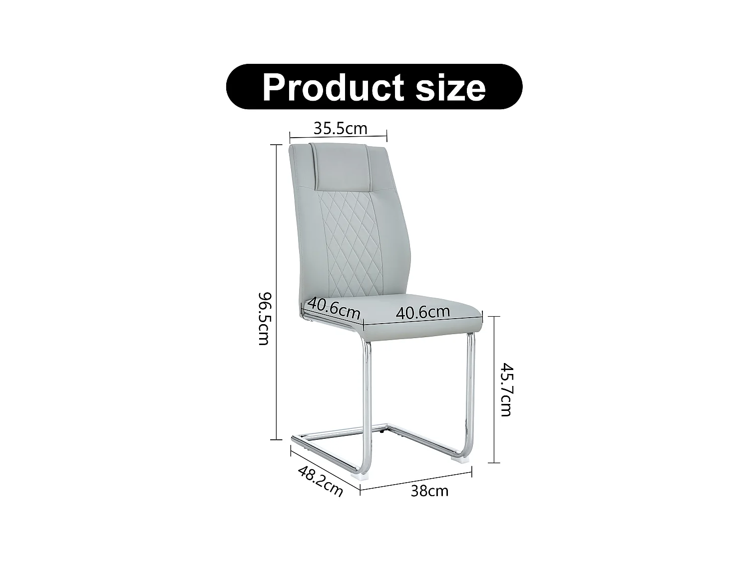 Lot de 4 chaises de salle à manger - Chaise de salle à manger avec dossier et patins antidérapants - pieds en métal argenté brillant - PU gris clair