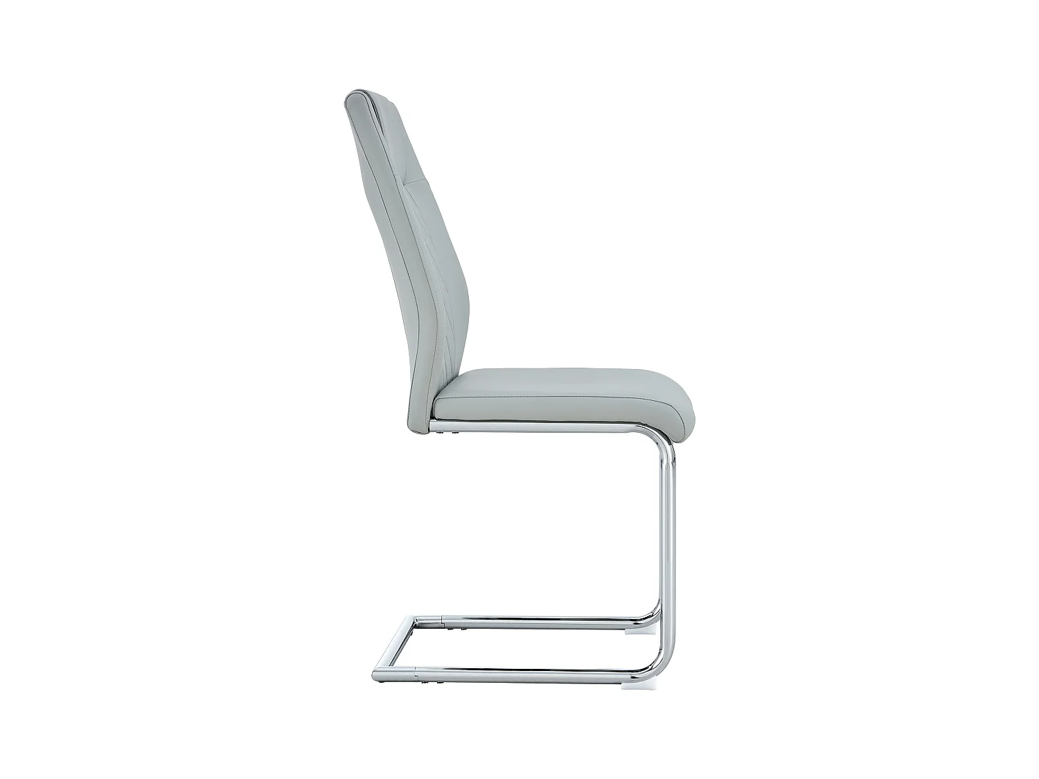 Lot de 4 chaises de salle à manger - Chaise de salle à manger avec dossier et patins antidérapants - pieds en métal argenté brillant - PU gris clair