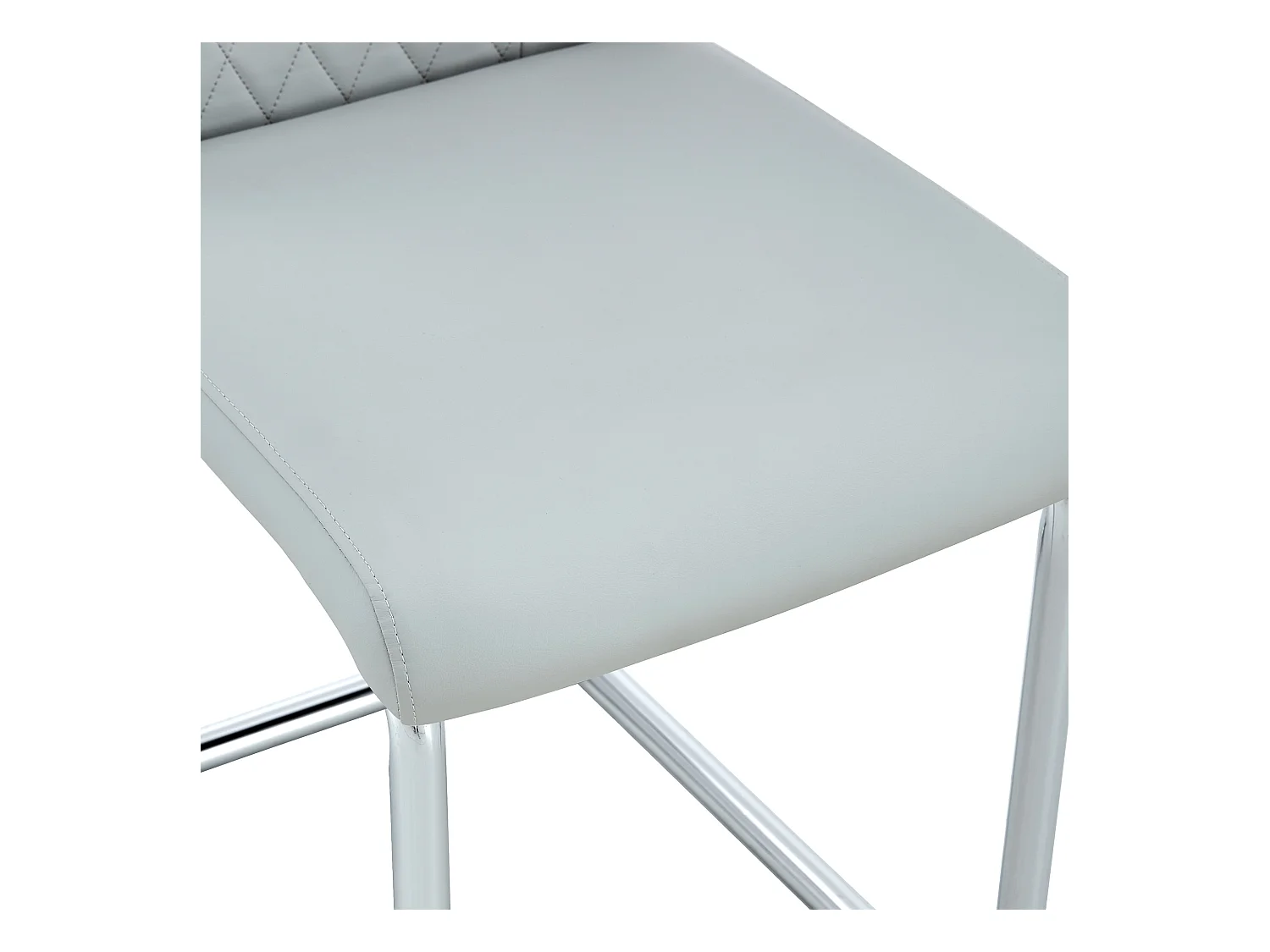 Lot de 4 chaises de salle à manger - Chaise de salle à manger avec dossier et patins antidérapants - pieds en métal argenté brillant - PU gris clair