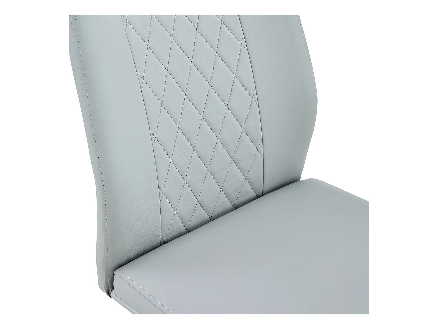 Lot de 4 chaises de salle à manger - Chaise de salle à manger avec dossier et patins antidérapants - pieds en métal argenté brillant - PU gris clair
