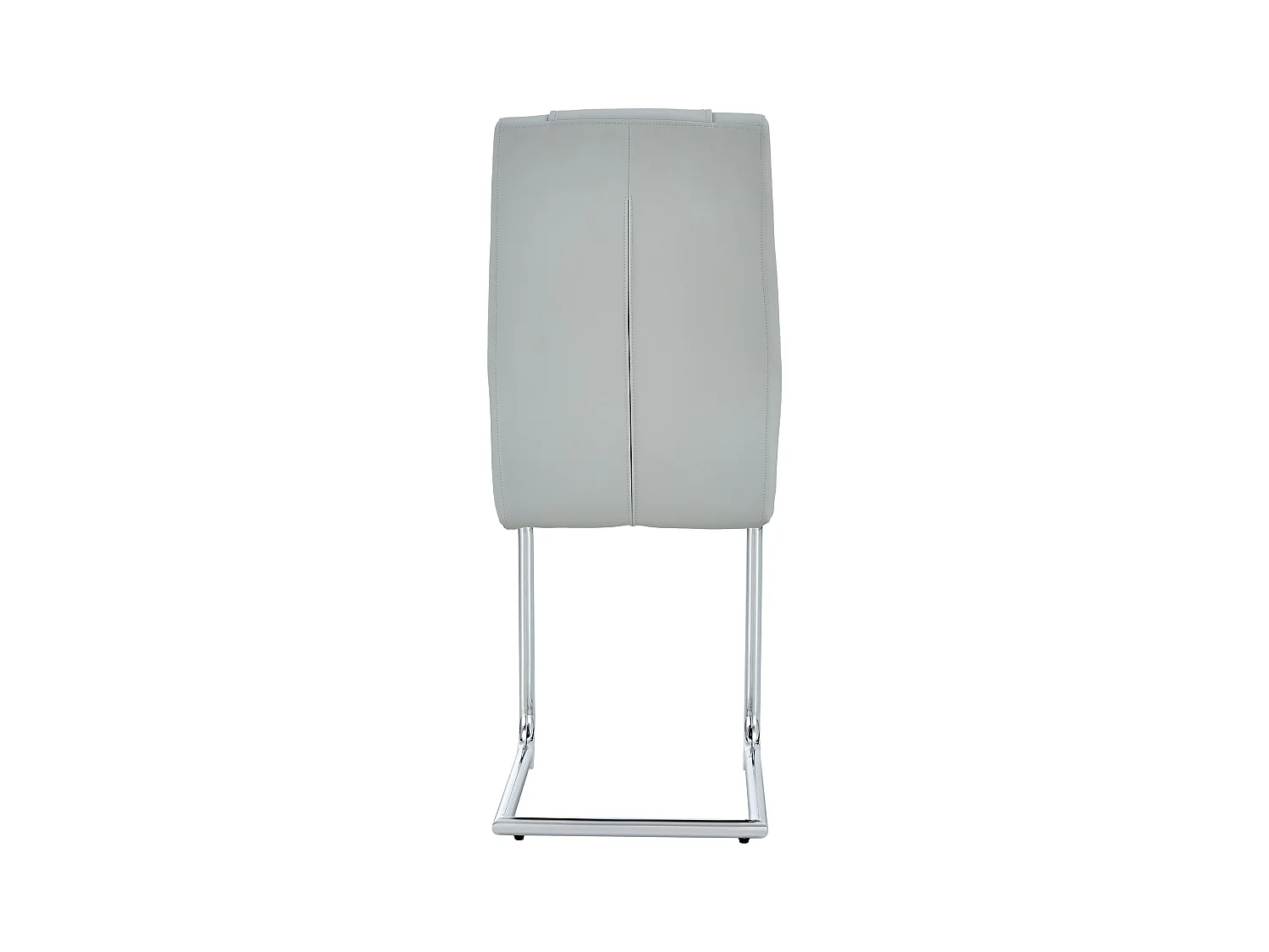 Lot de 4 chaises de salle à manger - Chaise de salle à manger avec dossier et patins antidérapants - pieds en métal argenté brillant - PU gris clair