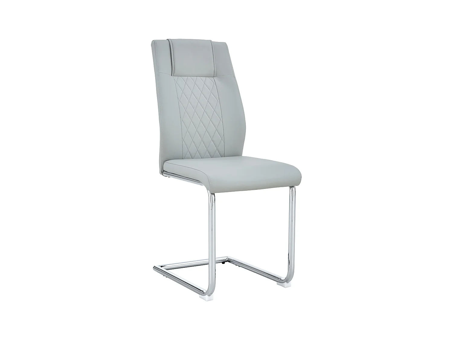 Lot de 4 chaises de salle à manger - Chaise de salle à manger avec dossier et patins antidérapants - pieds en métal argenté brillant - PU gris clair