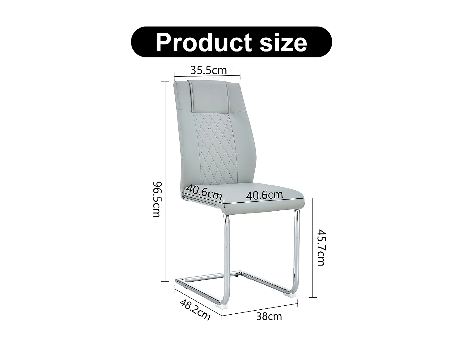 4er-Set Esszimmerstühle - Esszimmerstuhl mit Rückenlehne und Antirutschgleitern - Silberglänzende Metallbeine - Hellgraues PU
