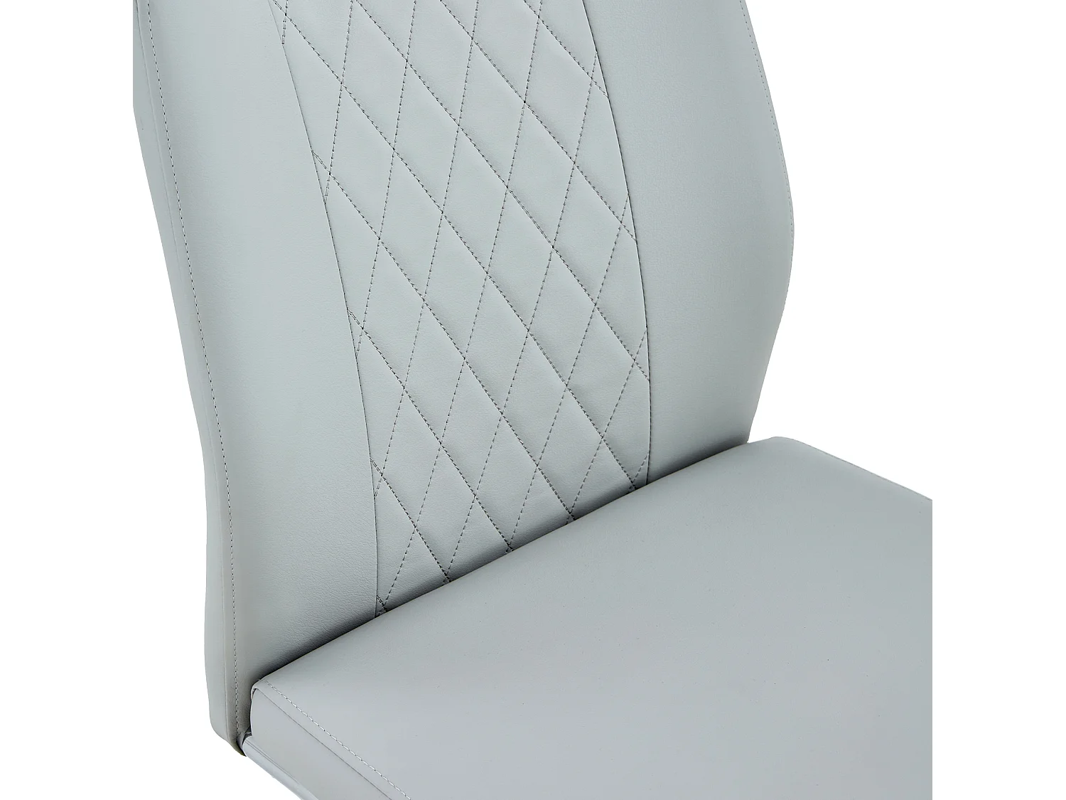 4er-Set Esszimmerstühle - Esszimmerstuhl mit Rückenlehne und Antirutschgleitern - Silberglänzende Metallbeine - Hellgraues PU