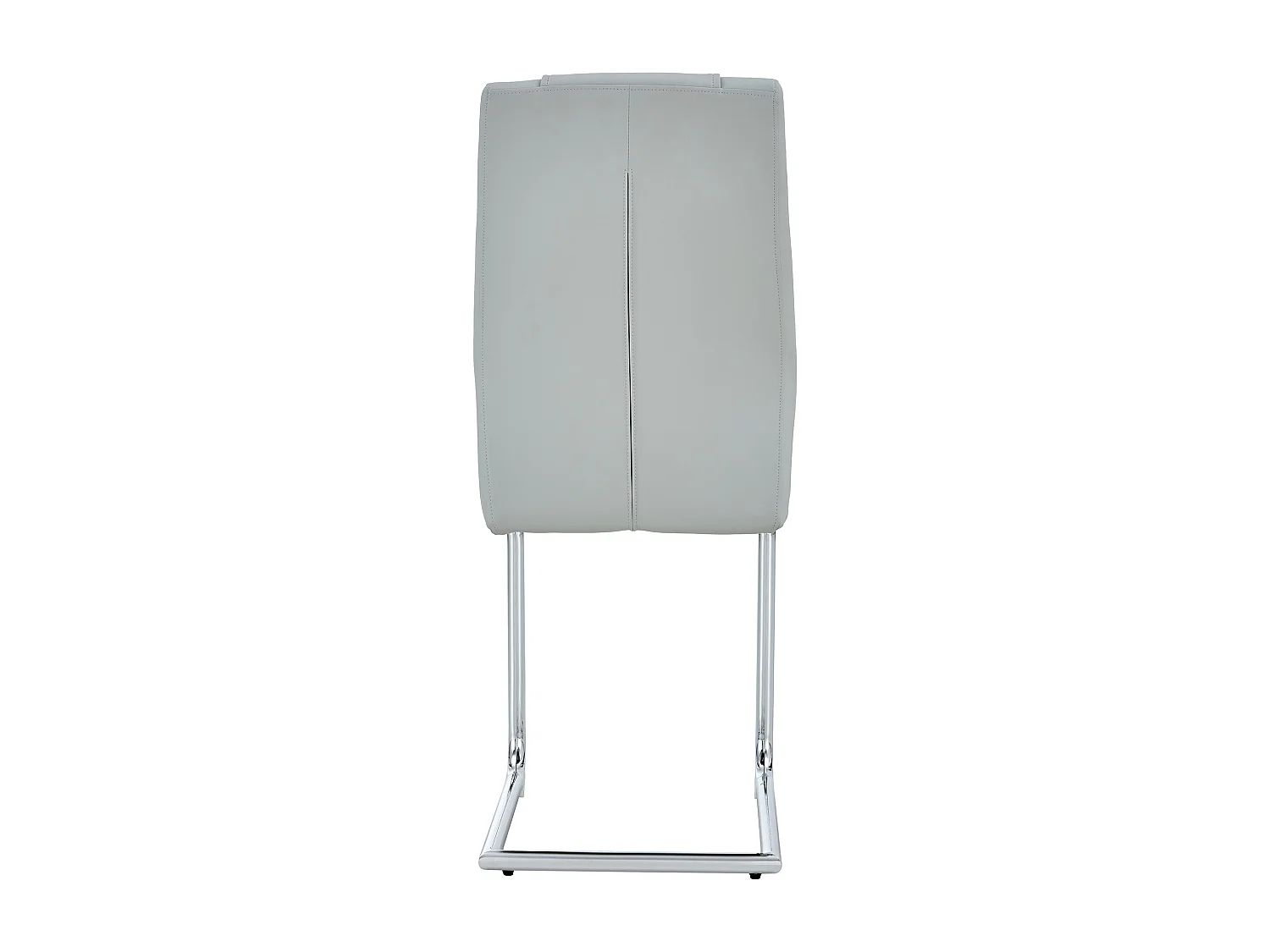 4er-Set Esszimmerstühle - Esszimmerstuhl mit Rückenlehne und Antirutschgleitern - Silberglänzende Metallbeine - Hellgraues PU