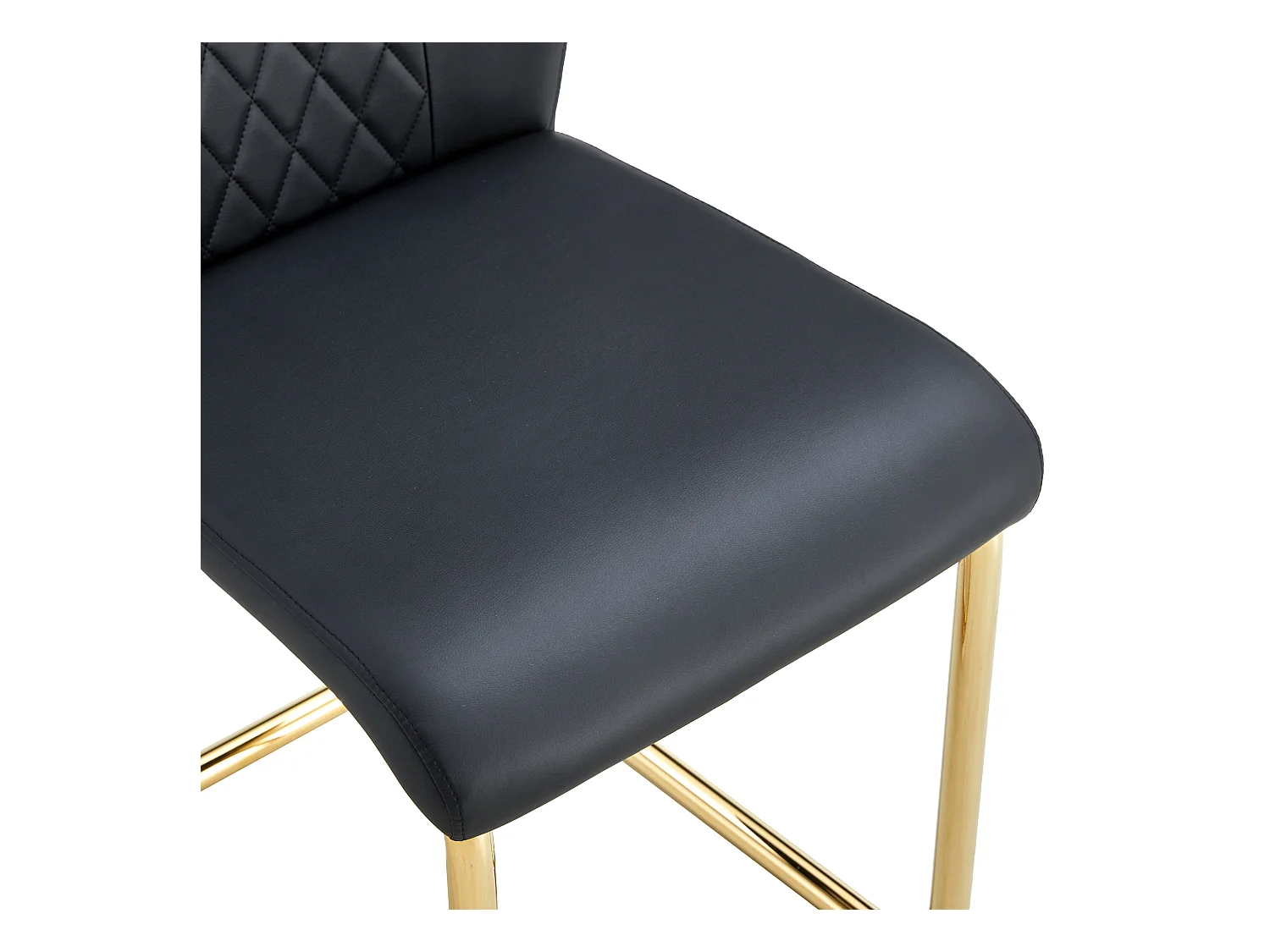 Lot de 4 chaises de salle à manger - Chaise de salle à manger avec dossier et patins antidérapants - pieds en métal doré brillant - PU noir