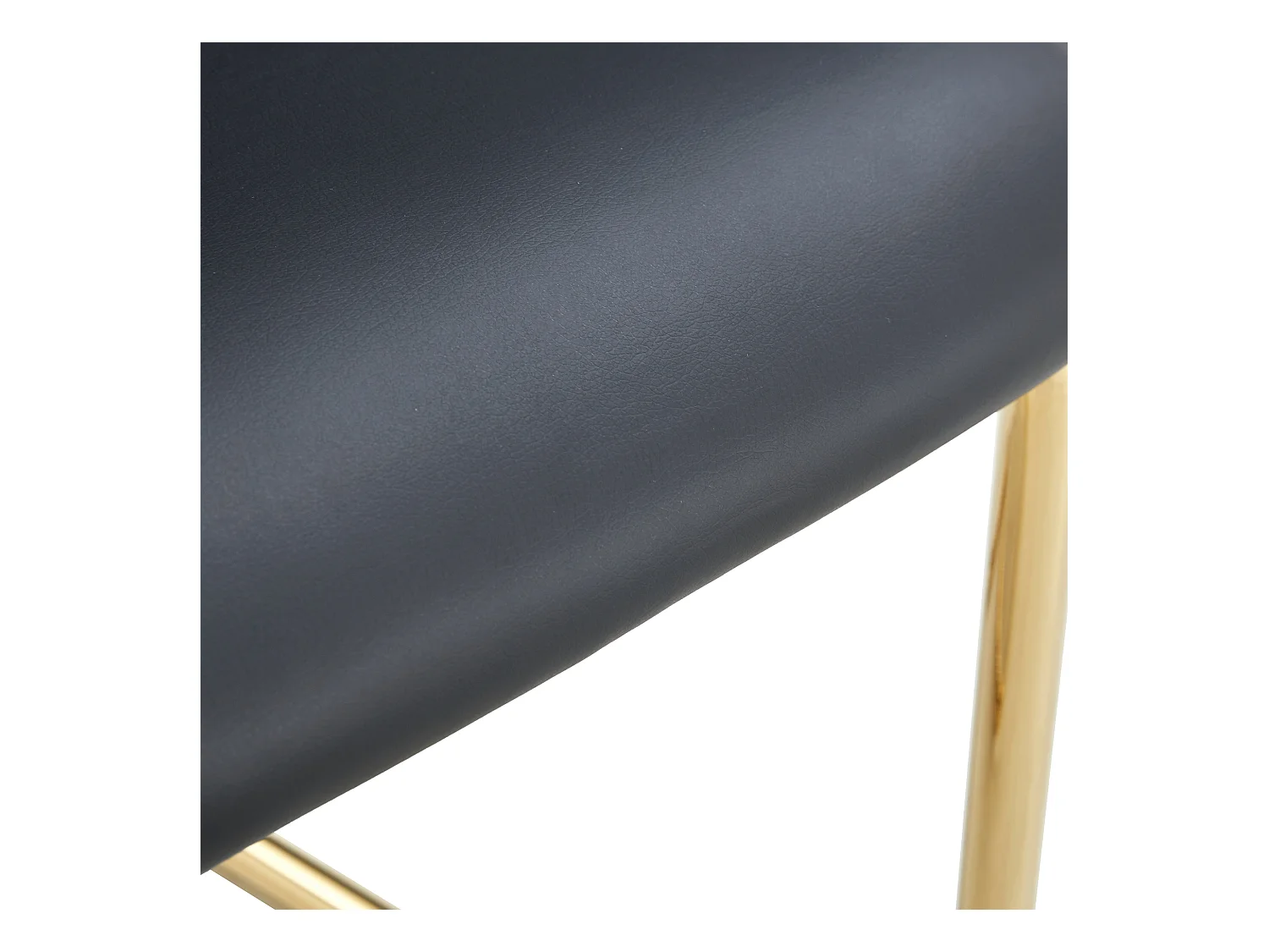 Lot de 4 chaises de salle à manger - Chaise de salle à manger avec dossier et patins antidérapants - pieds en métal doré brillant - PU noir