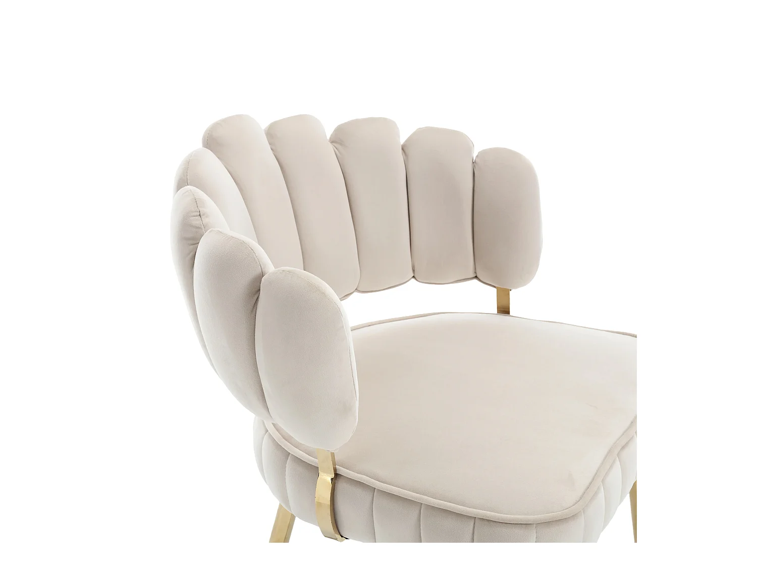 Lot de 2 chaises de salle à manger - Chaise avec accoudoirs et dossier en forme de pétale - velours beige - pour salle à manger et salon