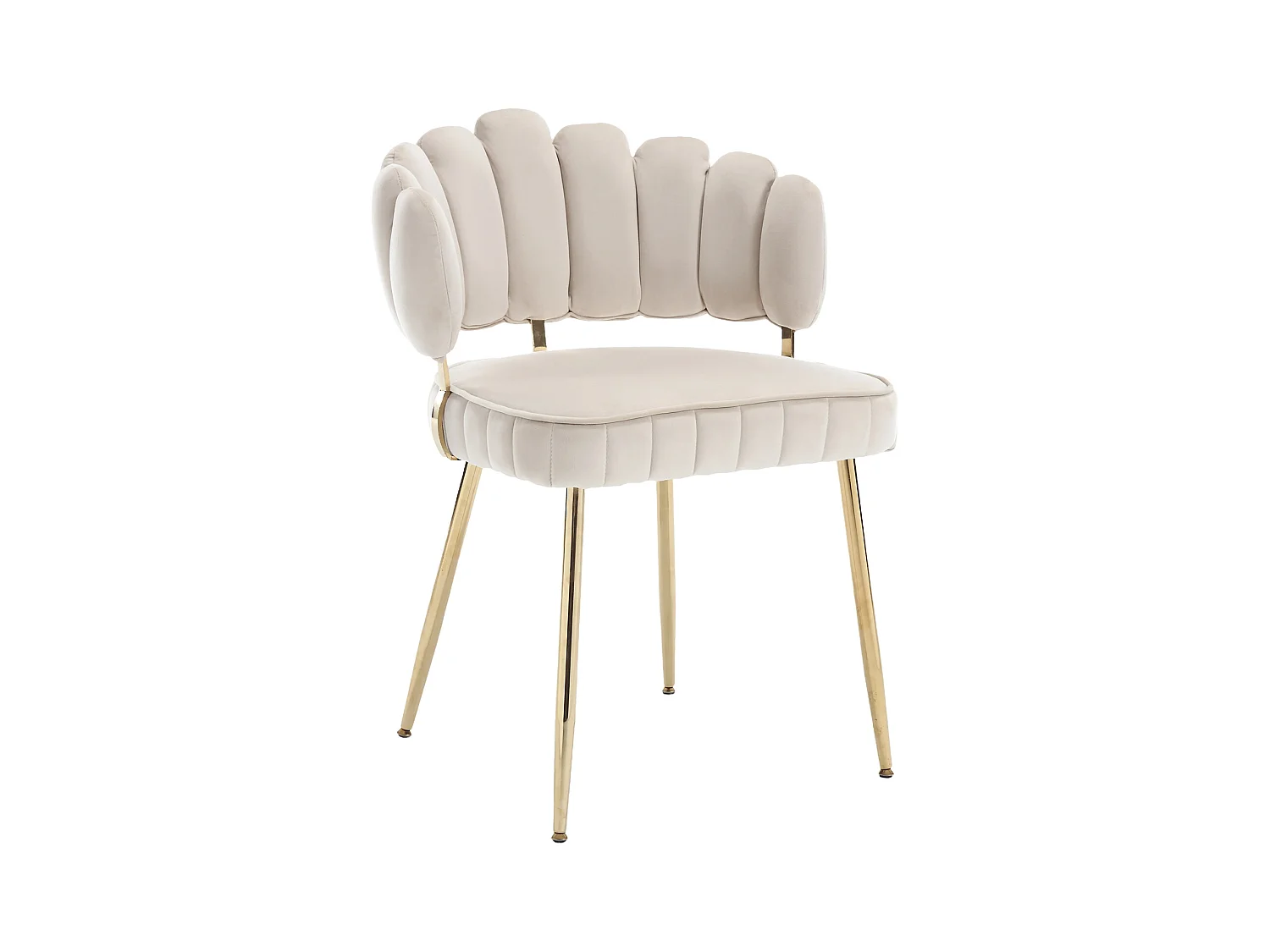 Lot de 2 chaises de salle à manger - Chaise avec accoudoirs et dossier en forme de pétale - velours beige - pour salle à manger et salon