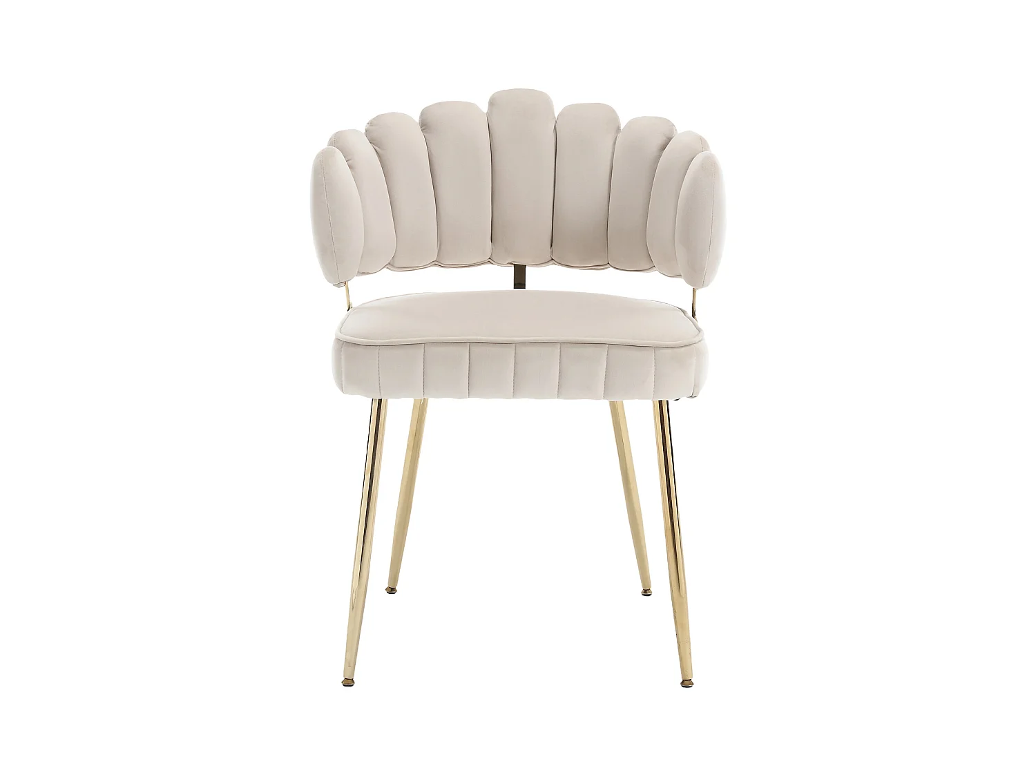 Lot de 2 chaises de salle à manger - Chaise avec accoudoirs et dossier en forme de pétale - velours beige - pour salle à manger et salon