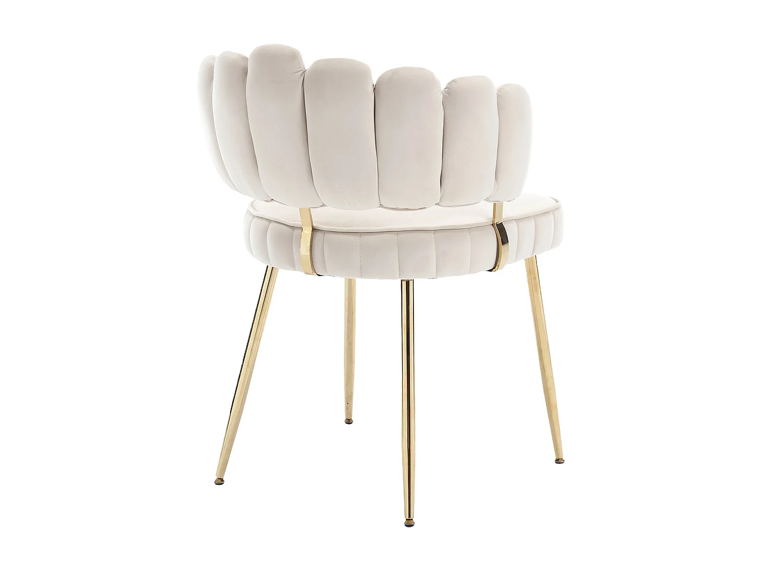 Lot de 2 chaises de salle à manger - Chaise avec accoudoirs et dossier en forme de pétale - velours beige - pour salle à manger et salon