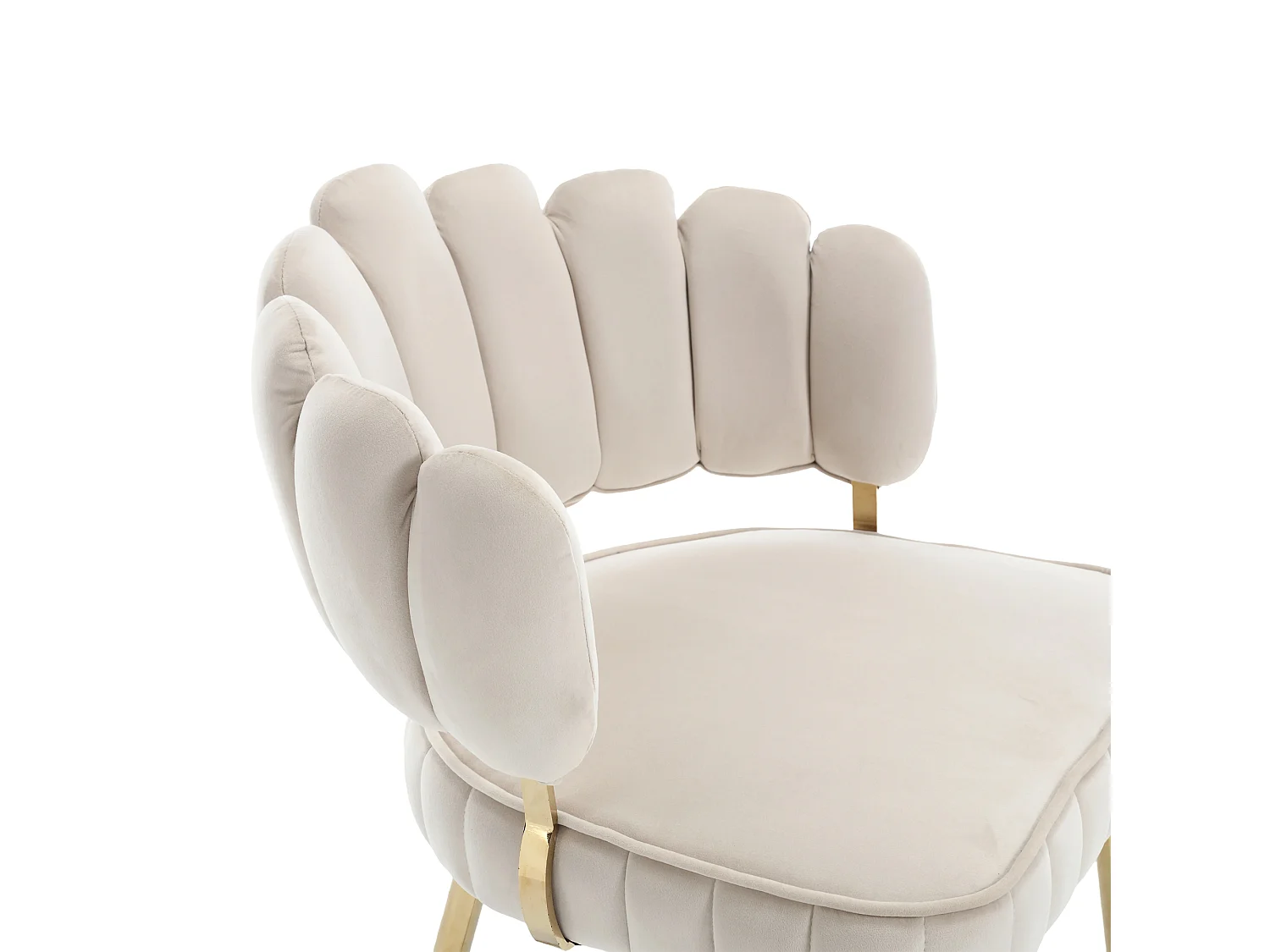 Lot de 2 chaises de salle à manger - Chaise avec accoudoirs et dossier en forme de pétale - velours beige - pour salle à manger et salon