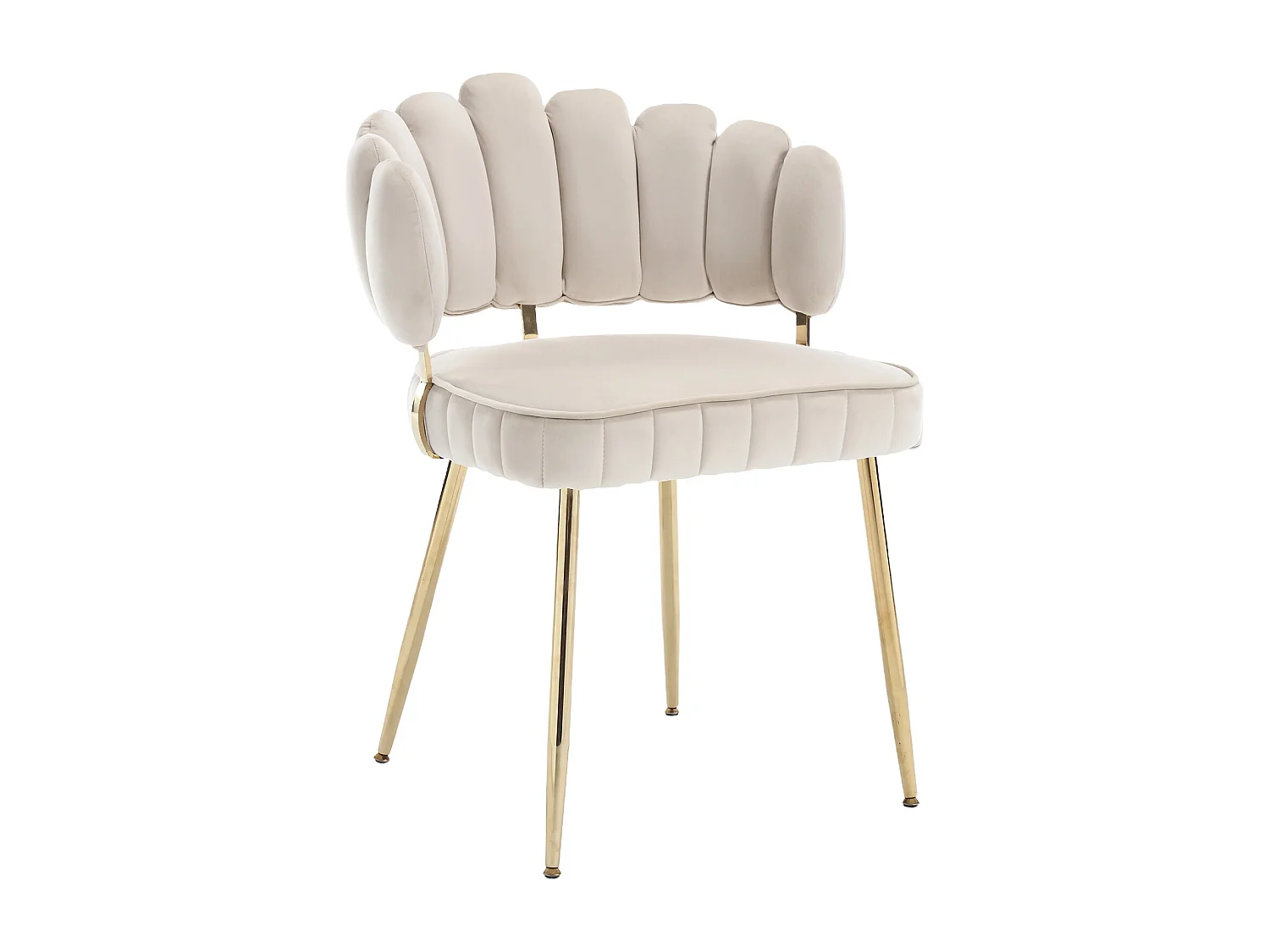 Lot de 2 chaises de salle à manger - Chaise avec accoudoirs et dossier en forme de pétale - velours beige - pour salle à manger et salon