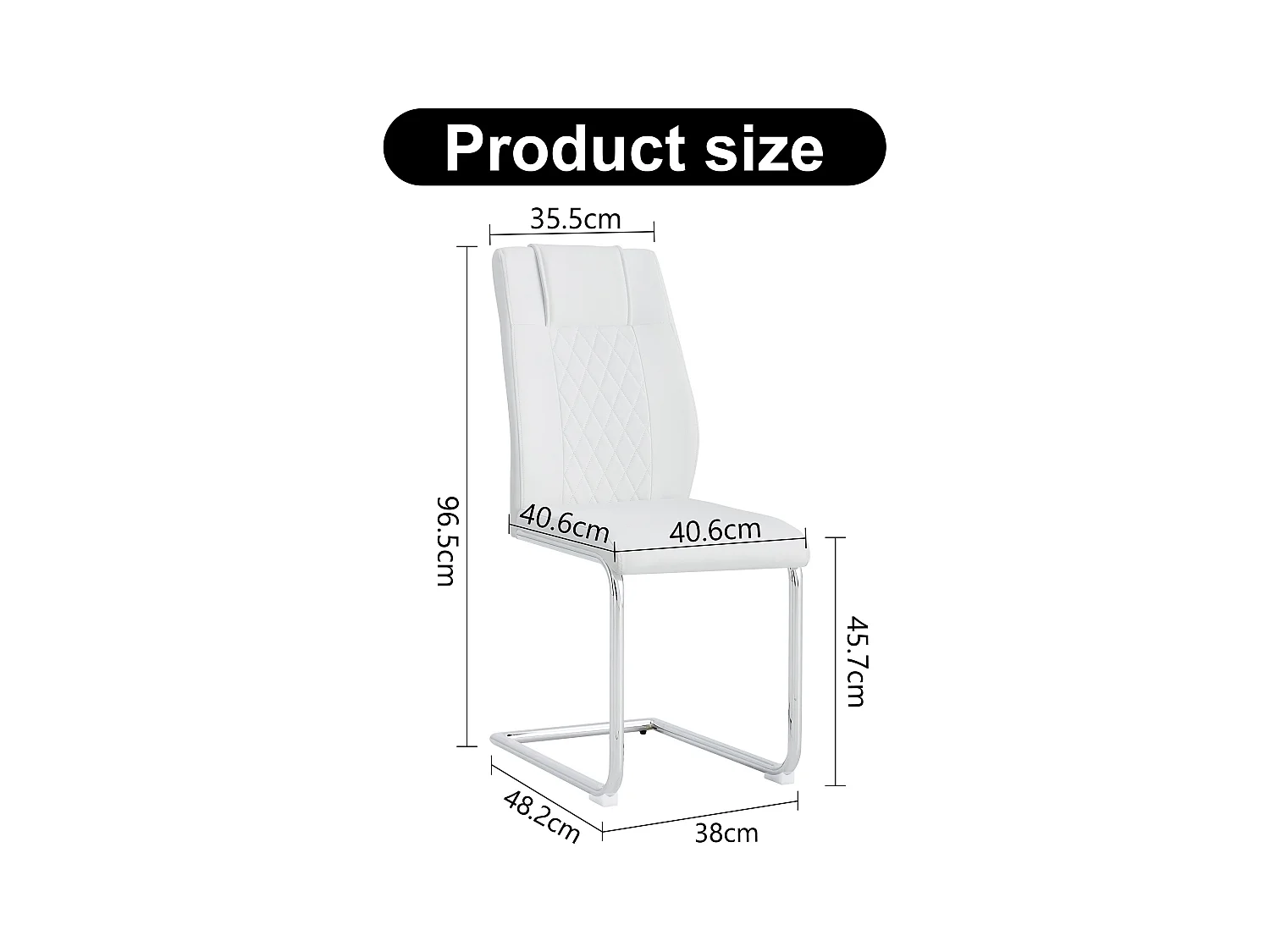Lot de 4 chaises de salle à manger - Chaise de salle à manger avec dossier et patins antidérapants - pieds en métal argenté brillant - PU blanc