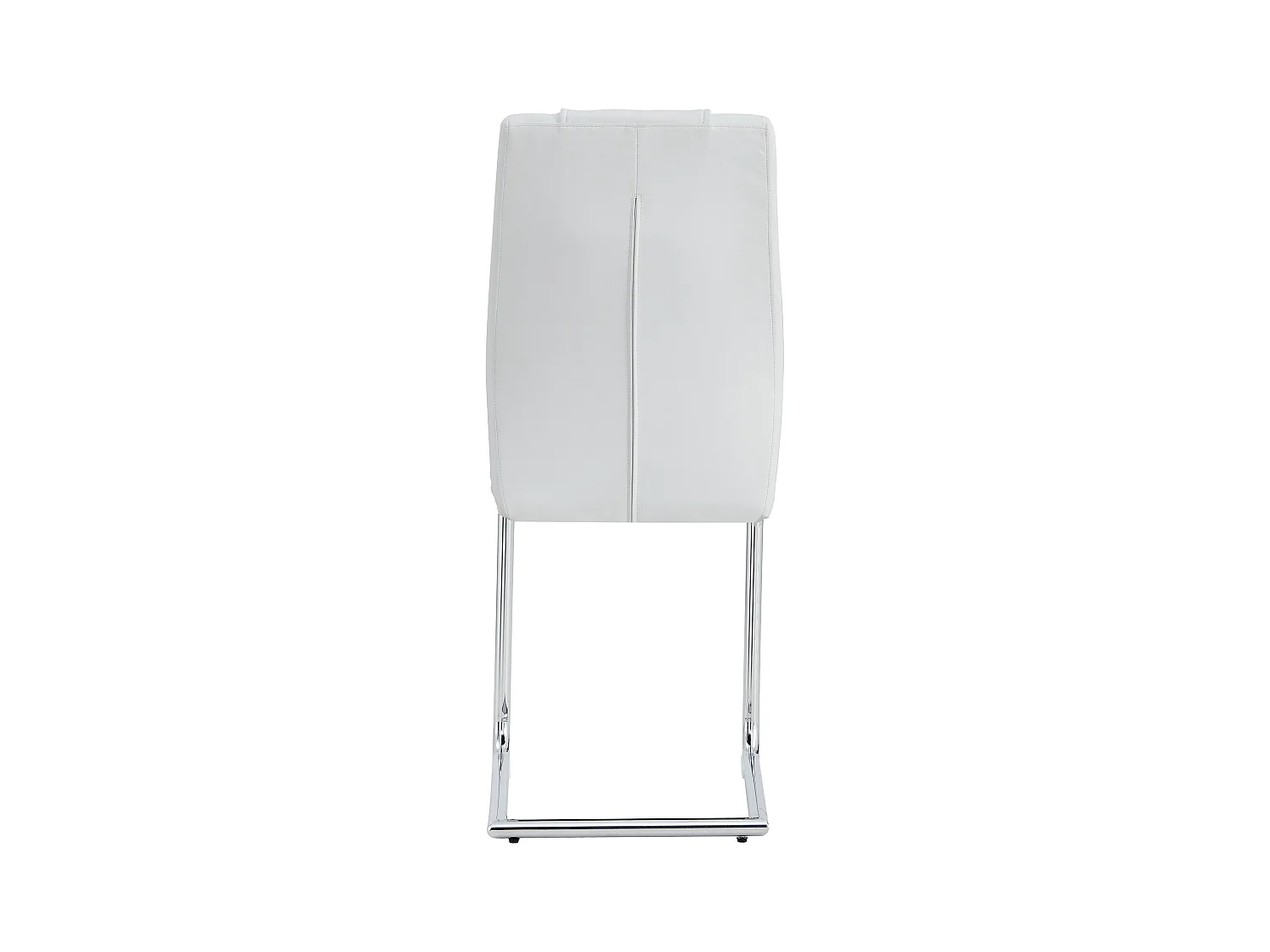 Lot de 4 chaises de salle à manger - Chaise de salle à manger avec dossier et patins antidérapants - pieds en métal argenté brillant - PU blanc