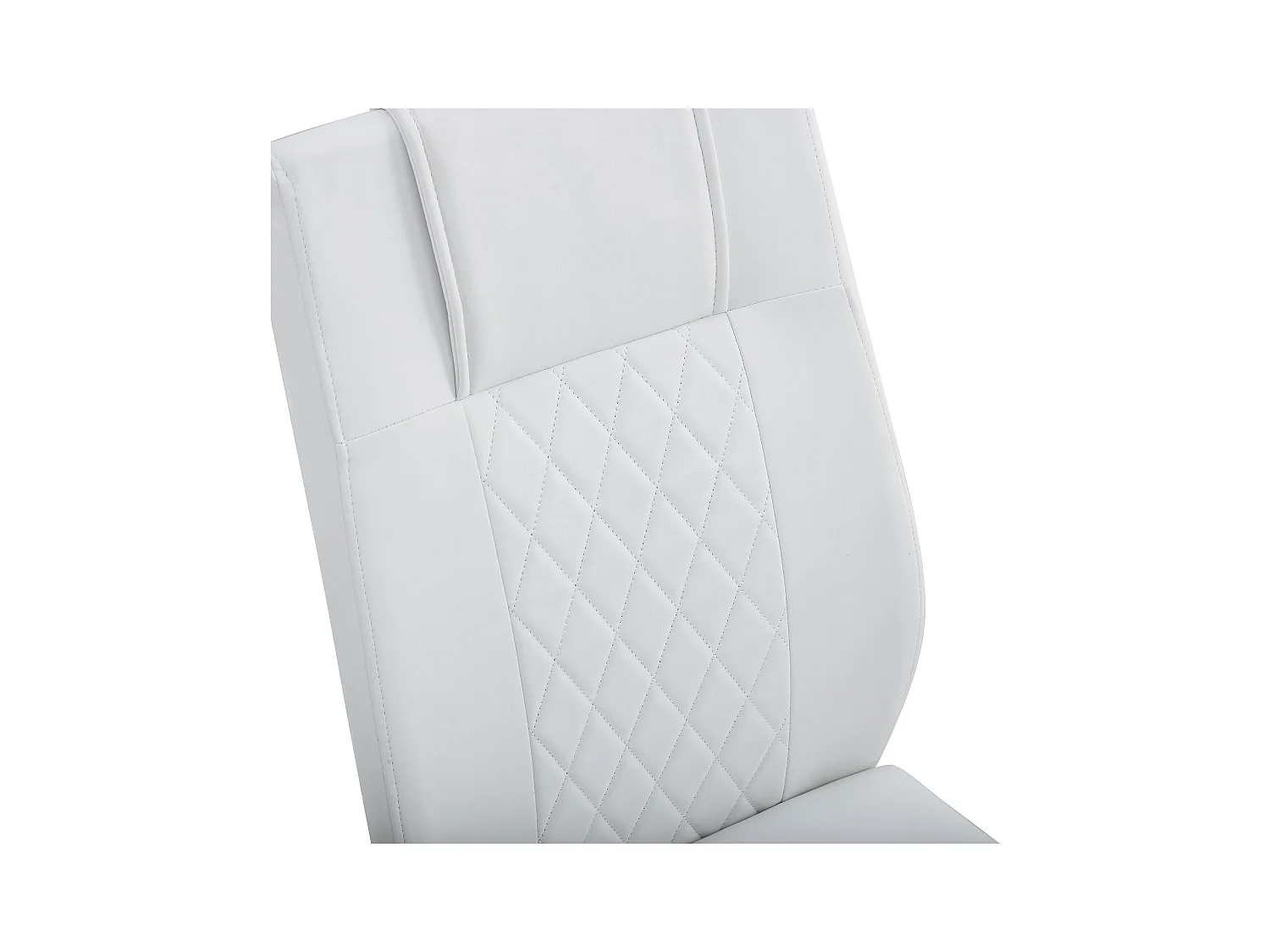 Lot de 4 chaises de salle à manger - Chaise de salle à manger avec dossier et patins antidérapants - pieds en métal argenté brillant - PU blanc