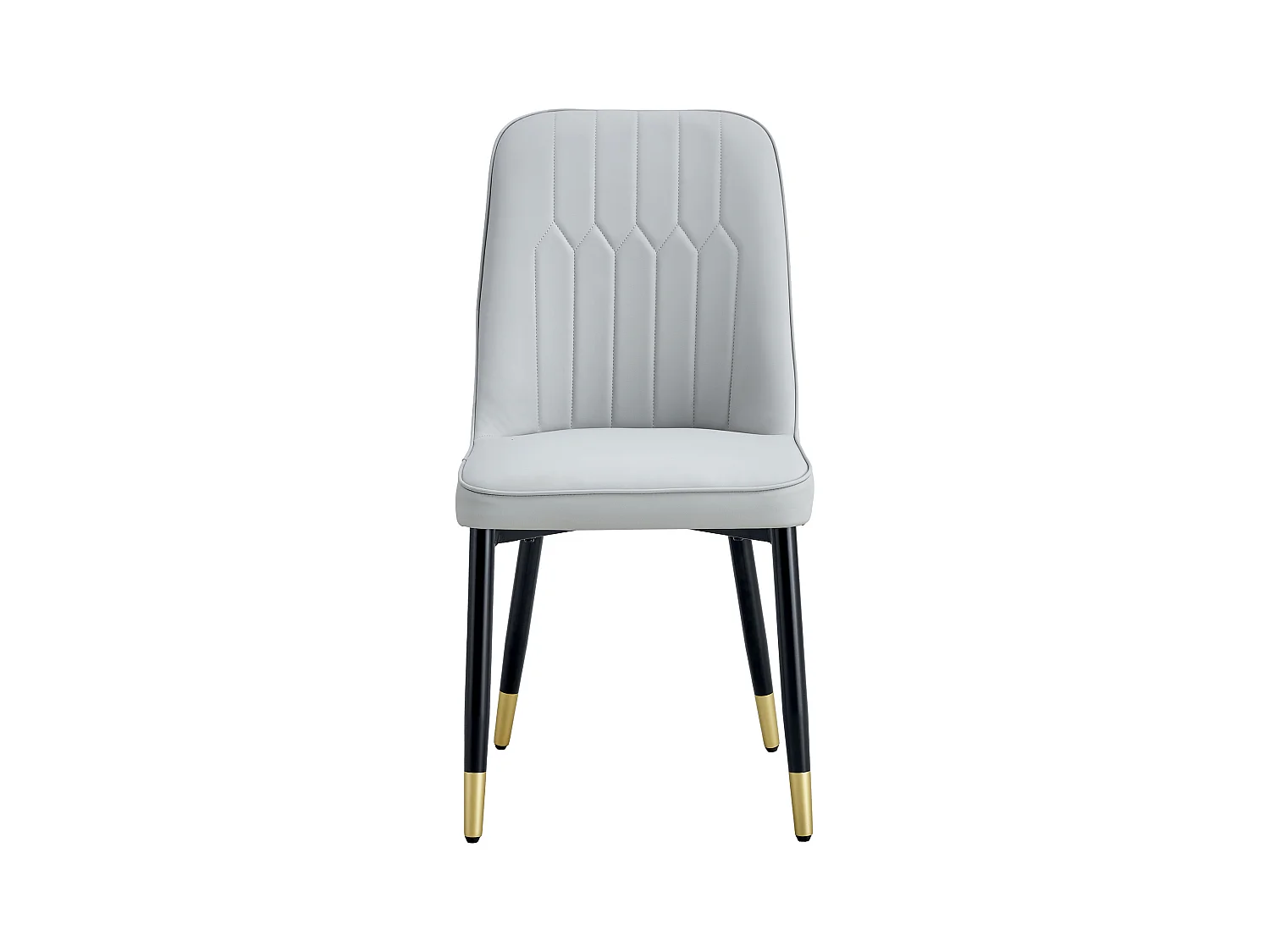 Lot de 2 chaises de salle à manger - Chaises avec dossiers et pieds en métal noir - PU gris - pour salles à manger et cuisines