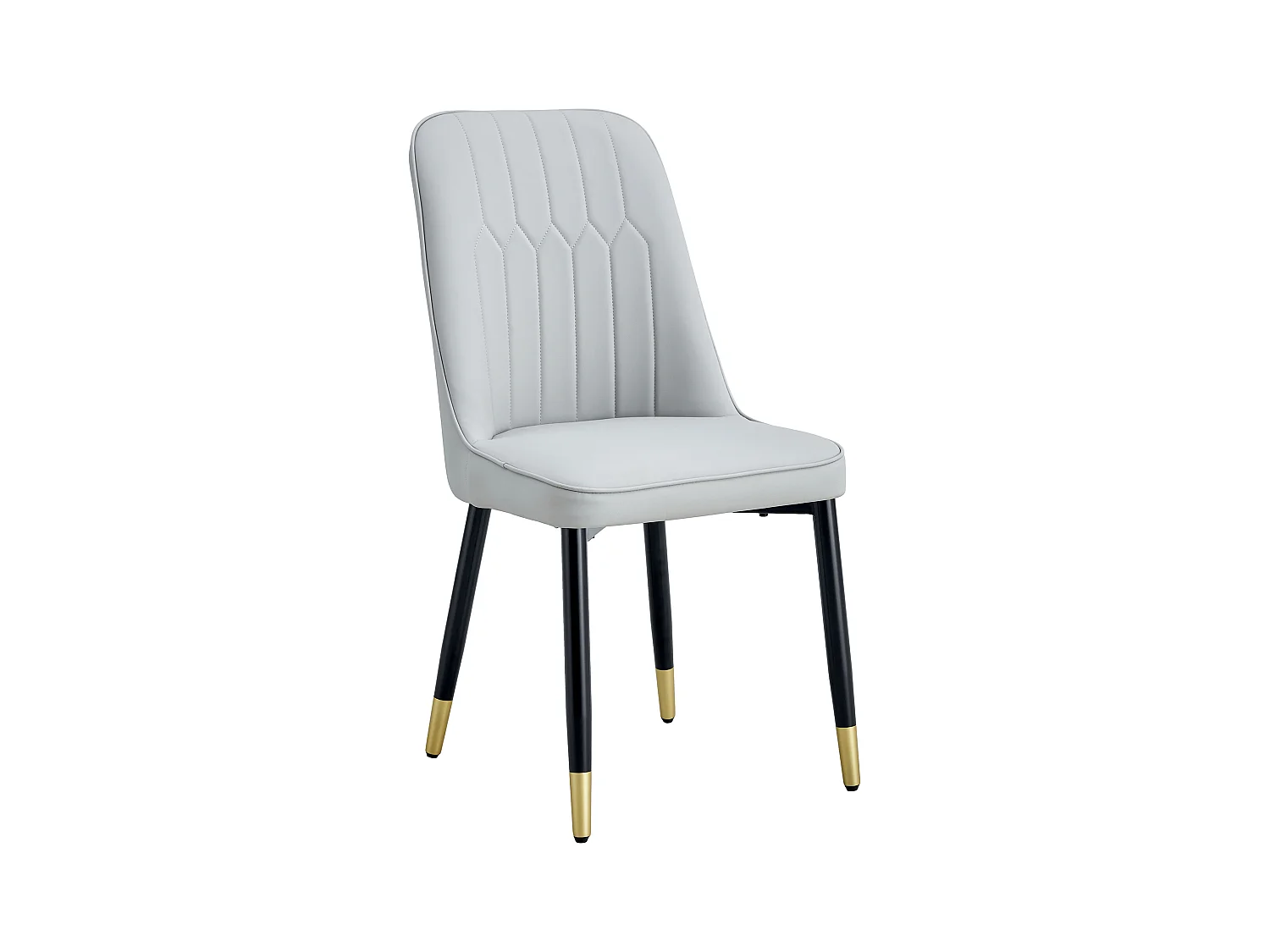 Lot de 2 chaises de salle à manger - Chaises avec dossiers et pieds en métal noir - PU gris - pour salles à manger et cuisines