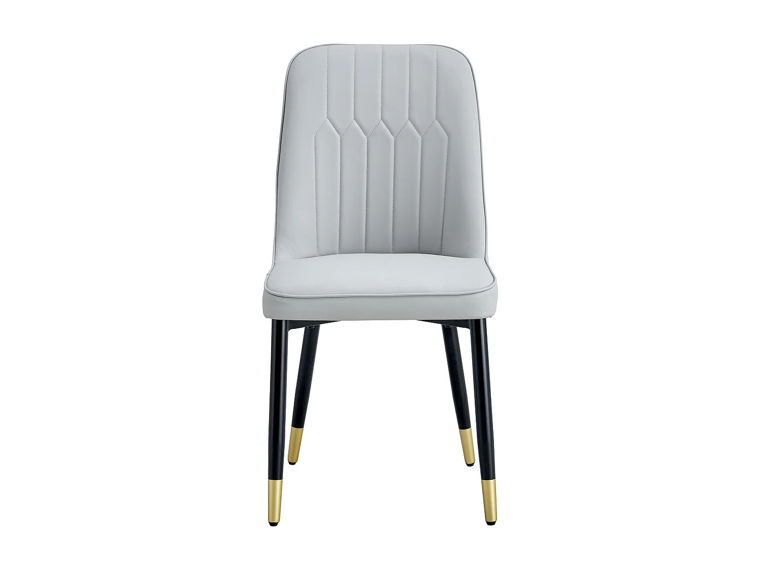 Lot de 2 chaises de salle à manger - Chaises avec dossiers et pieds en métal noir - PU gris - pour salles à manger et cuisines