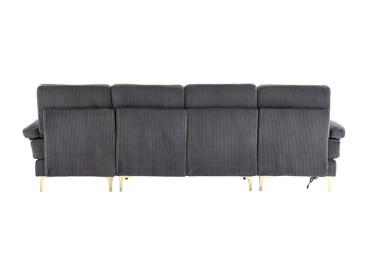 Samt-Ecksofa - Ecksofa mit LED-Beleuchtung und 4 Kissen - USB-Anschluss und Armlehnen - grau