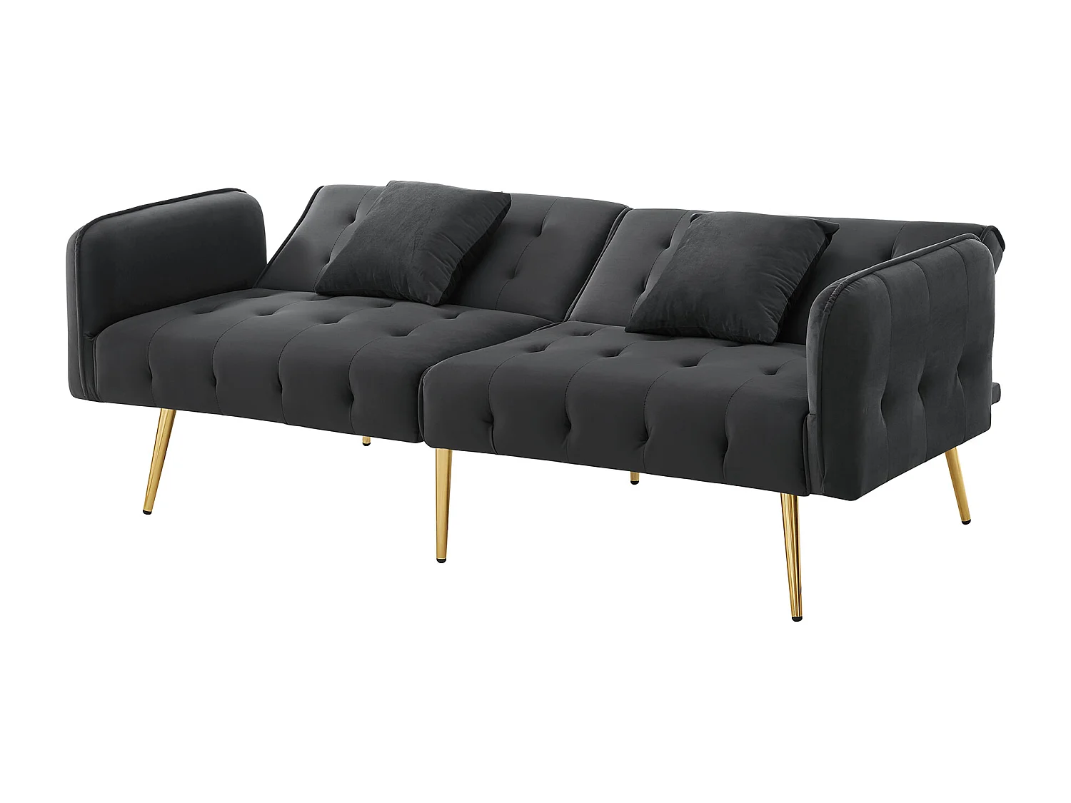 Sofá 2 plazas - Sofá recto con respaldo de 3 posiciones y reposabrazos de 6 posiciones - terciopelo gris - para el salón