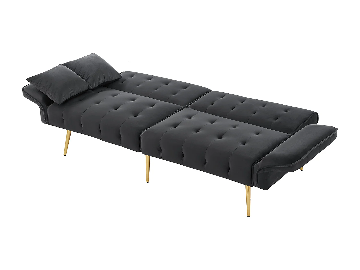 Sofá 2 plazas - Sofá recto con respaldo de 3 posiciones y reposabrazos de 6 posiciones - terciopelo gris - para el salón