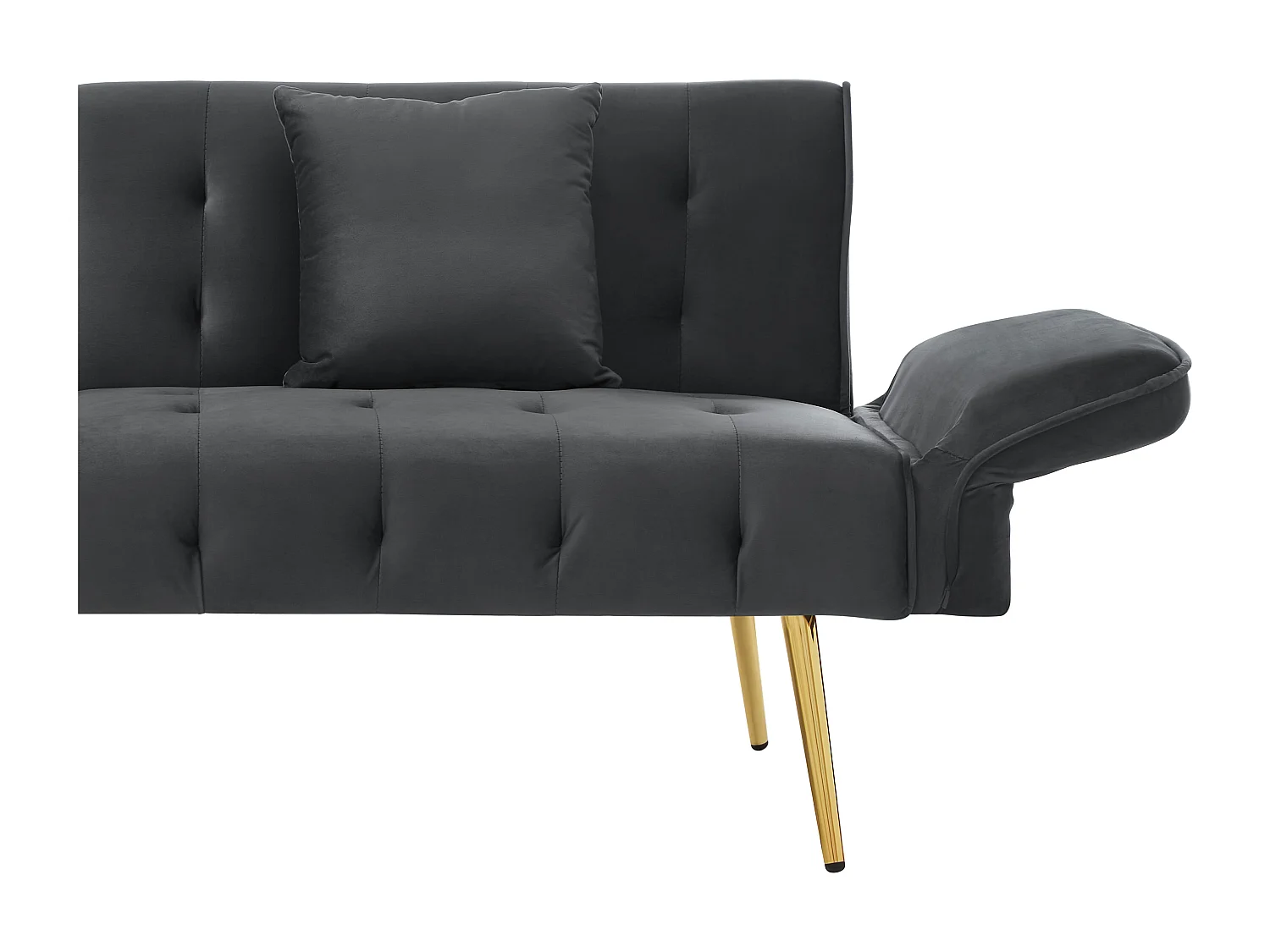 Sofá 2 plazas - Sofá recto con respaldo de 3 posiciones y reposabrazos de 6 posiciones - terciopelo gris - para el salón