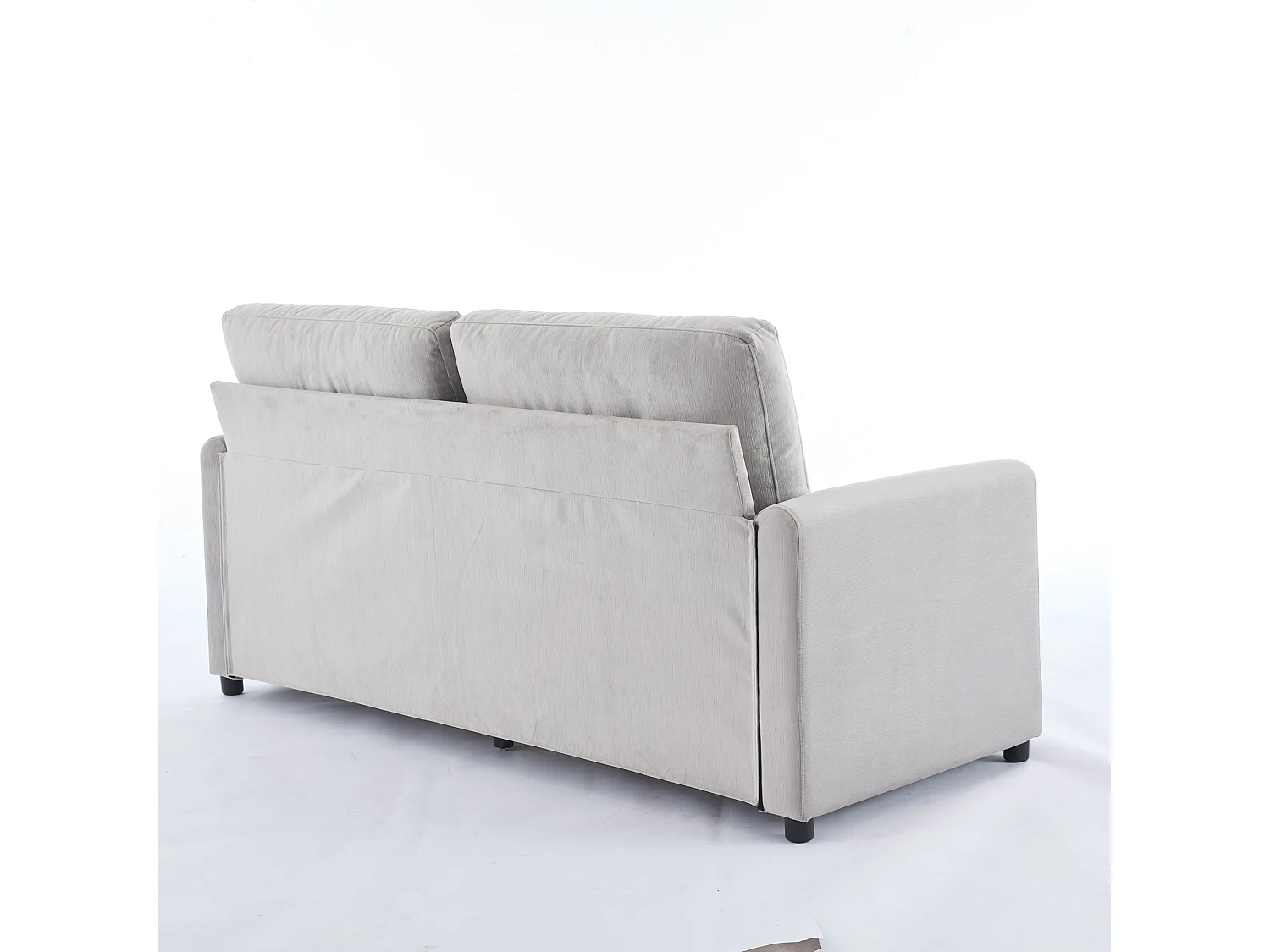 Canapé 2 places gris clair - Canapé droit avec 2 tiroirs et dossier - tissu - pour salon