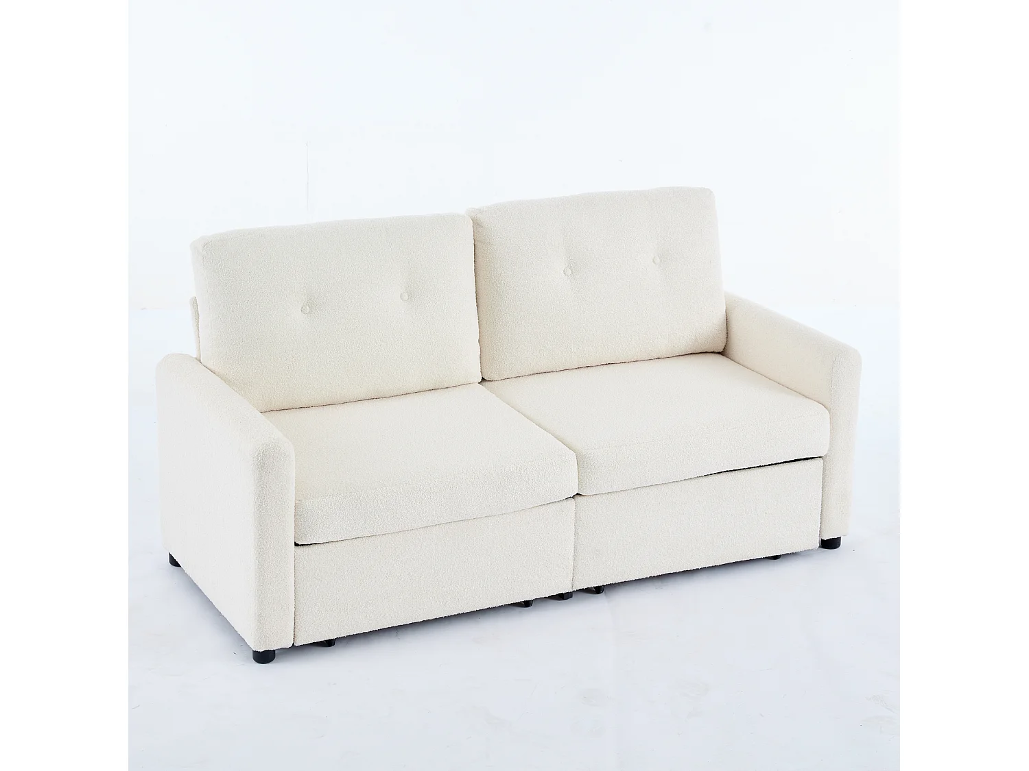 Sofá marfim de 2 lugares - Sofá reto com 2 gavetas e encosto - tecido - para sala de estar