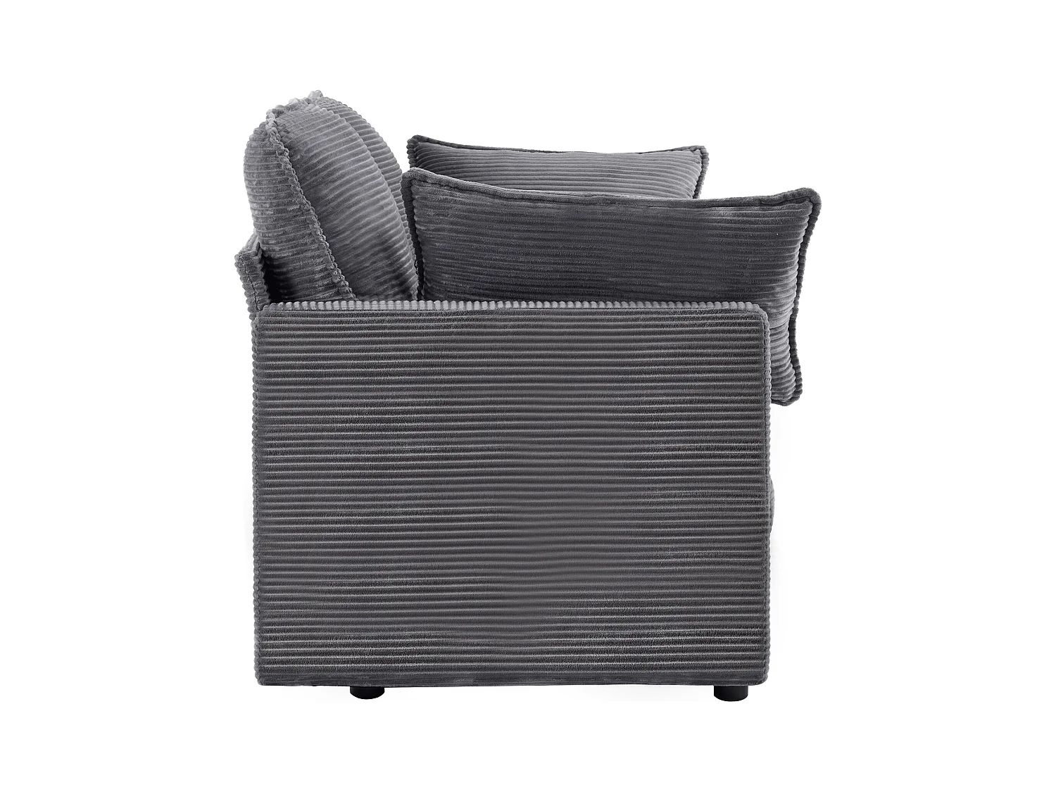 Canapé 2 places gris - Canapé droit avec dossier et coussins - Velours côtelé - pour le salon et la chambre