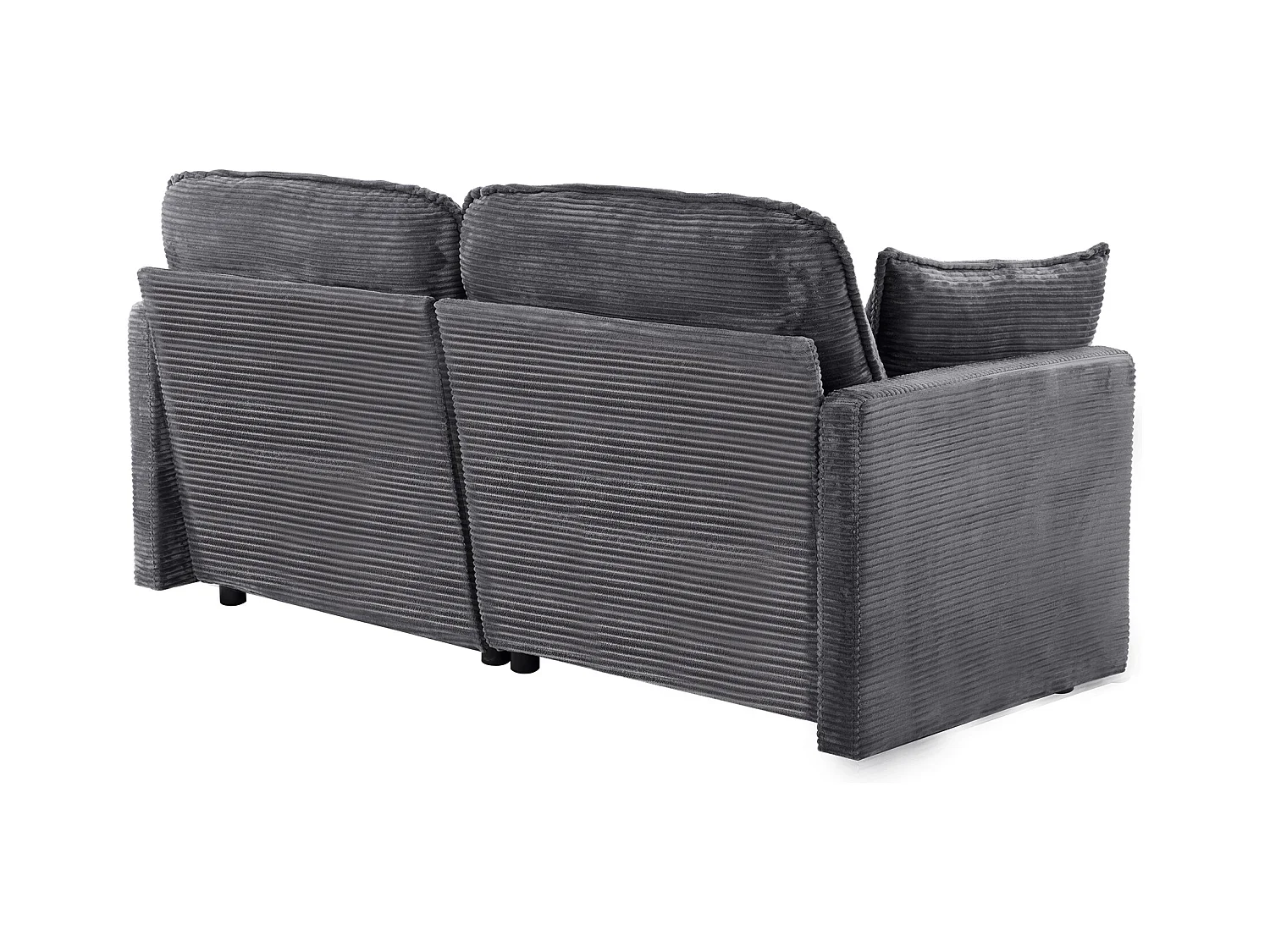 Canapé 2 places gris - Canapé droit avec dossier et coussins - Velours côtelé - pour le salon et la chambre