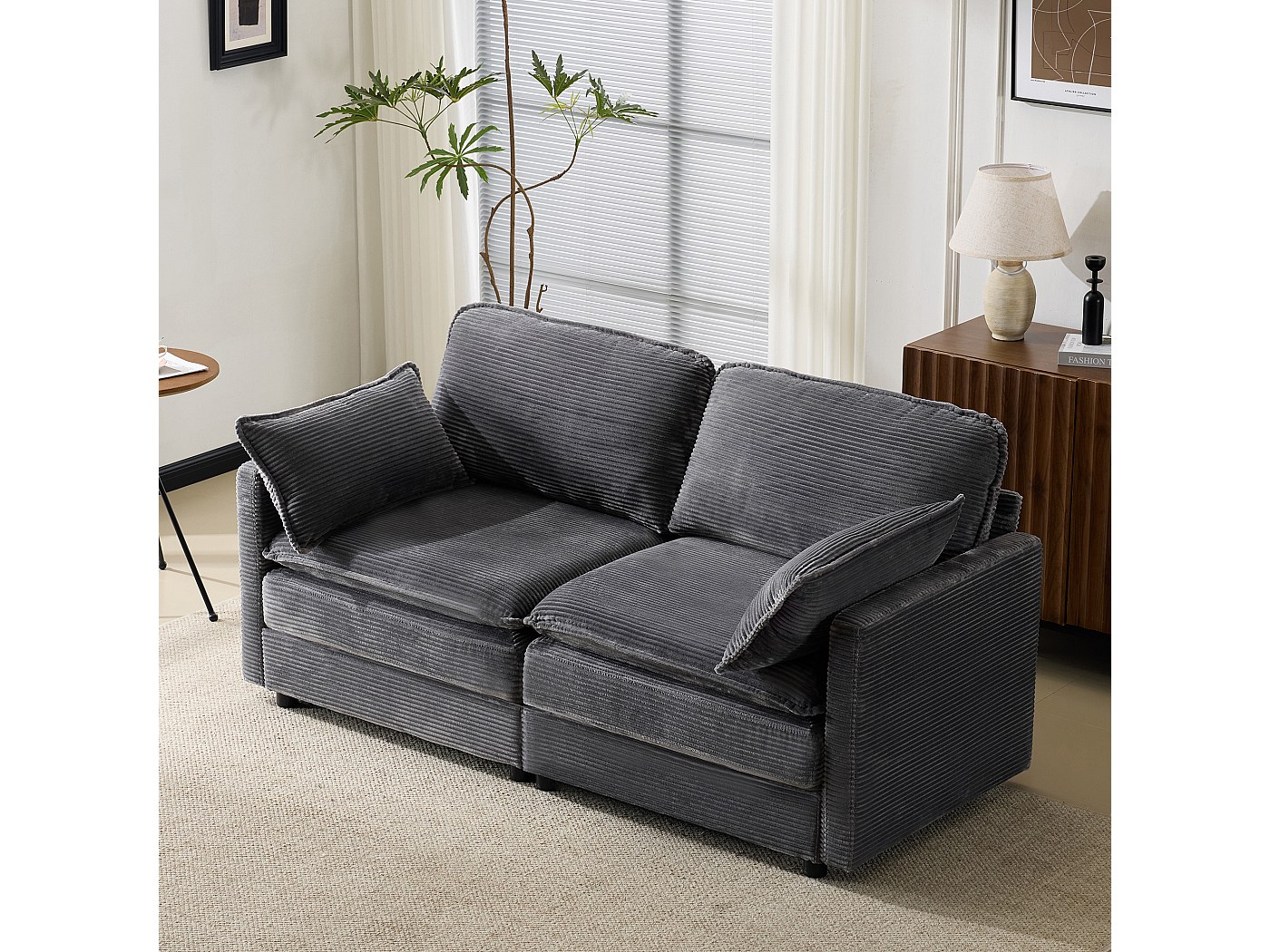 Innovation Living Newilla Ivory Corduroy Slaapbank met Chaise Longue