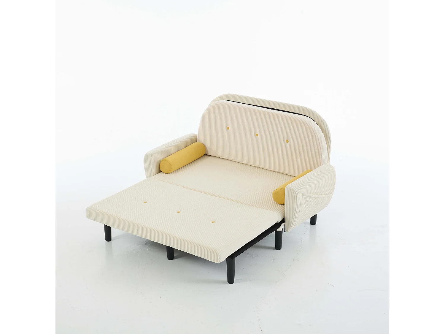 Ivoor 2-zitsbank - Rechte bank met zijzakken en 2 ronde kussens - corduroy